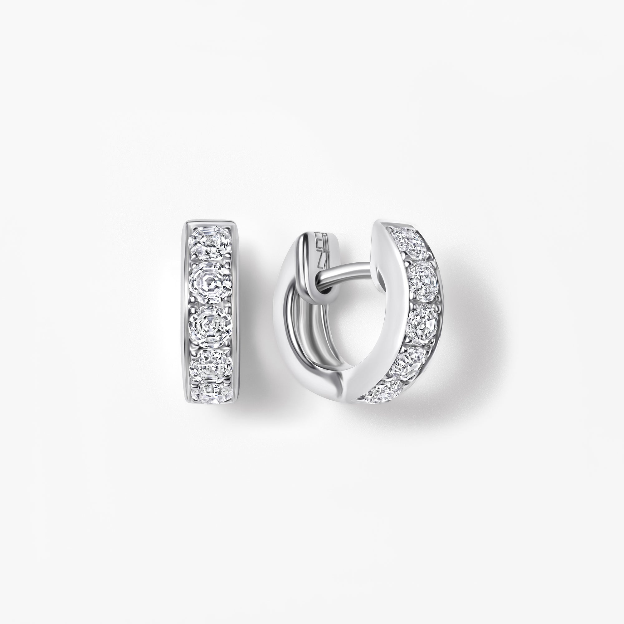 Round Soleil Cut Diamond Channel Set Huggie Earrings