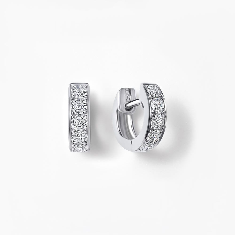 Round Soleil Cut Diamond Huggie Earrings