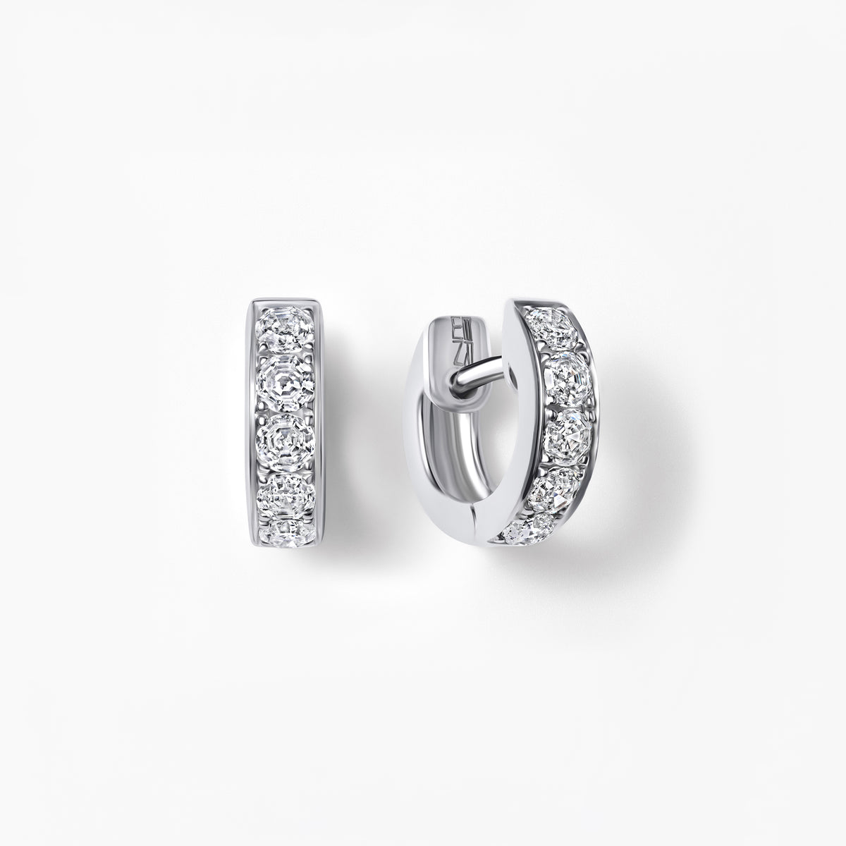 Round Soleil Cut Diamond Channel Set Huggie Earrings