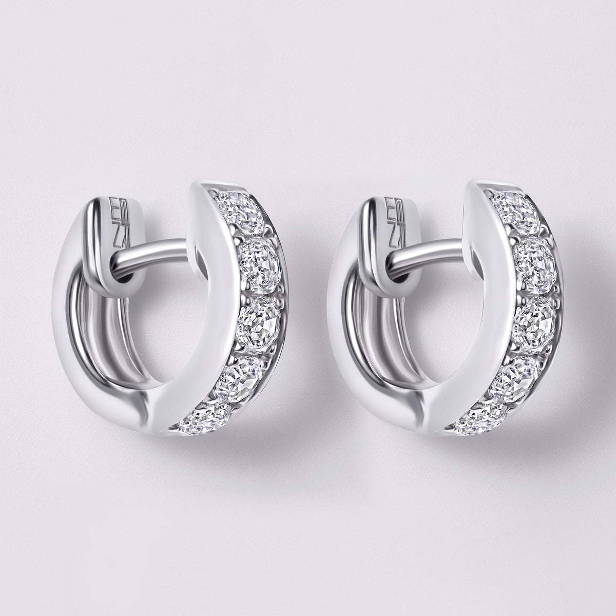 Round Soleil Cut Diamond Channel Set Huggie Earrings