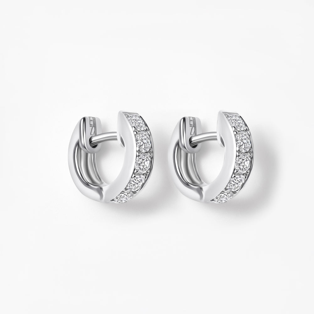 Round Soleil Cut Diamond Huggie Earrings