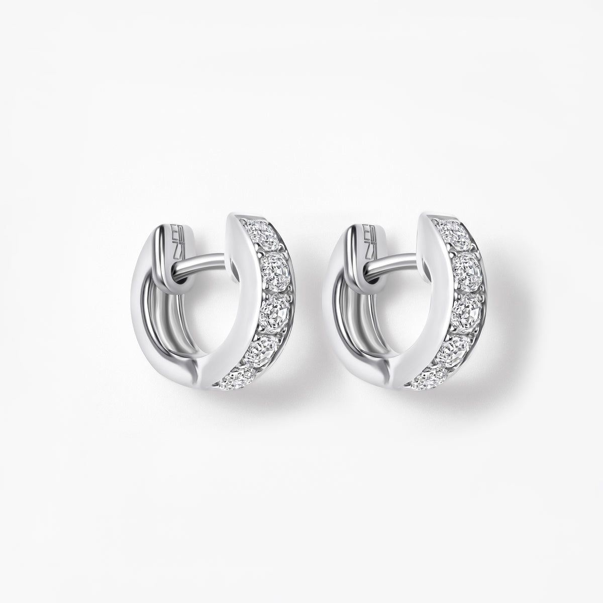 Round Soleil Cut Diamond Channel Set Huggie Earrings