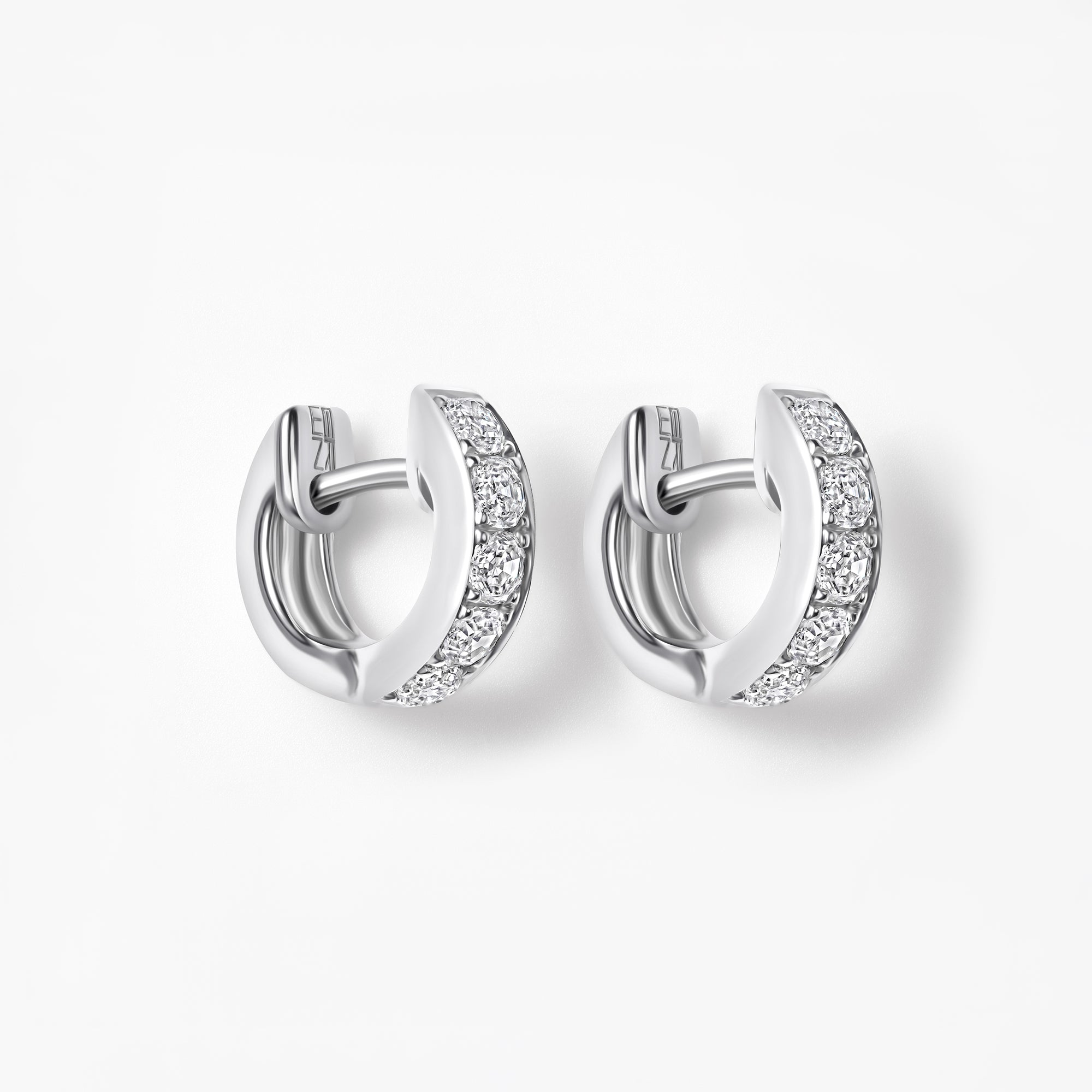 Round Soleil Cut Diamond Channel Set Huggie Earrings