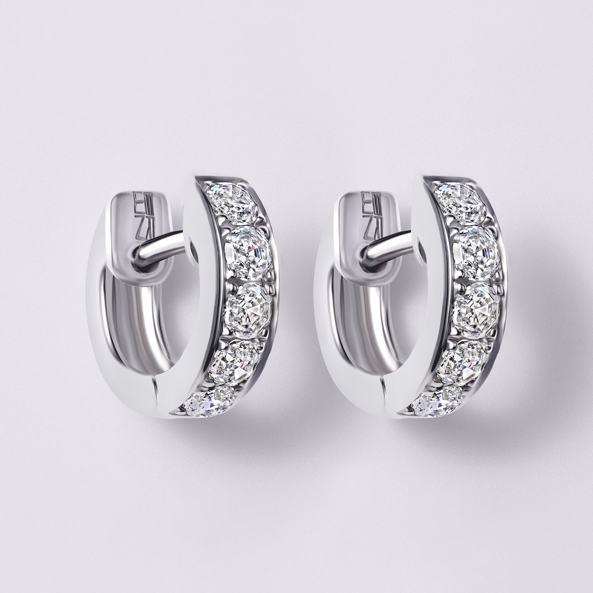 Round Soleil Cut Diamond Channel Set Huggie Earrings