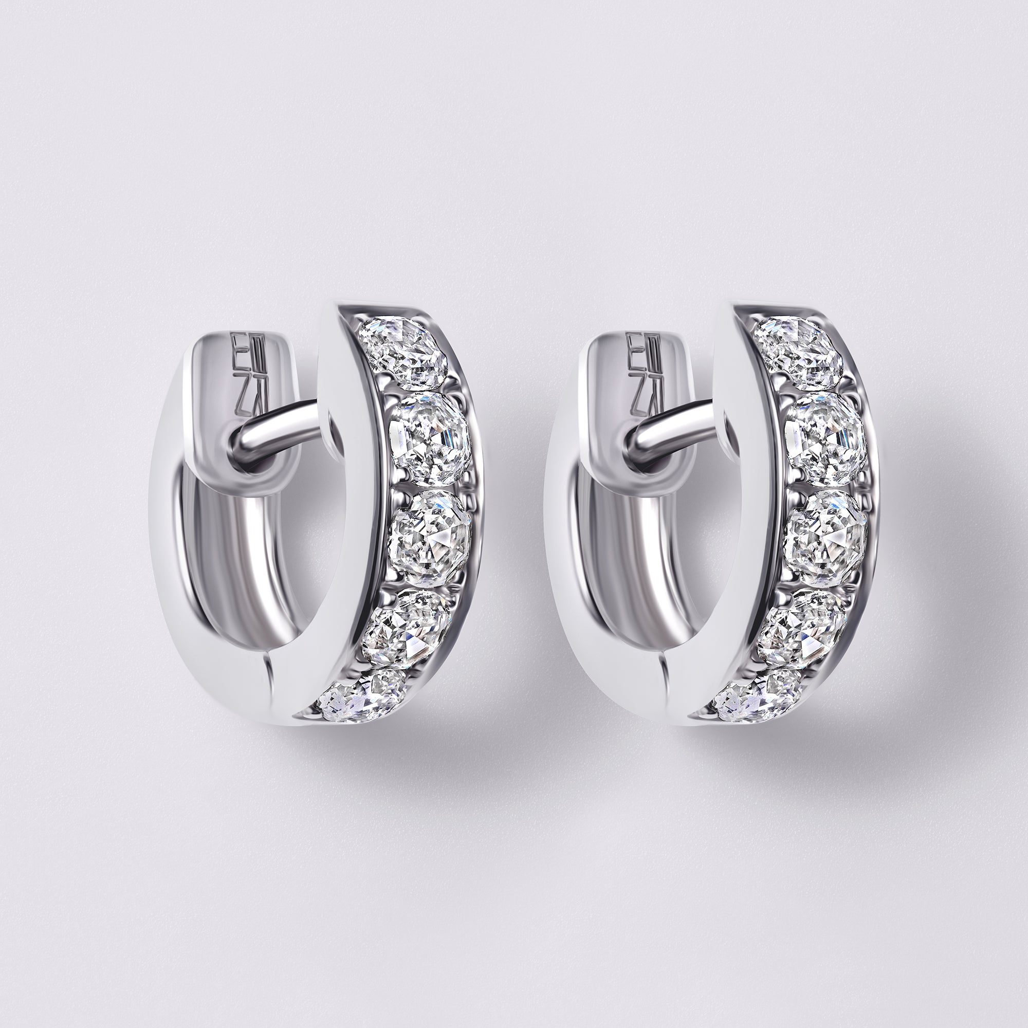 Round Soleil Cut Diamond Channel Set Huggie Earrings