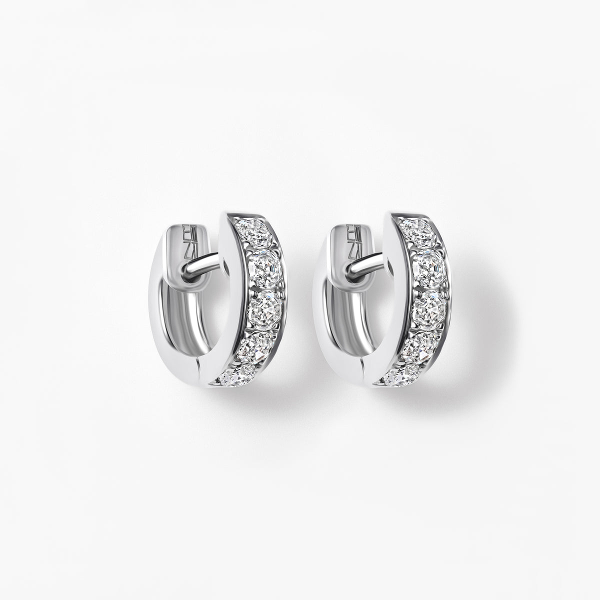Round Soleil Cut Diamond Channel Set Huggie Earrings