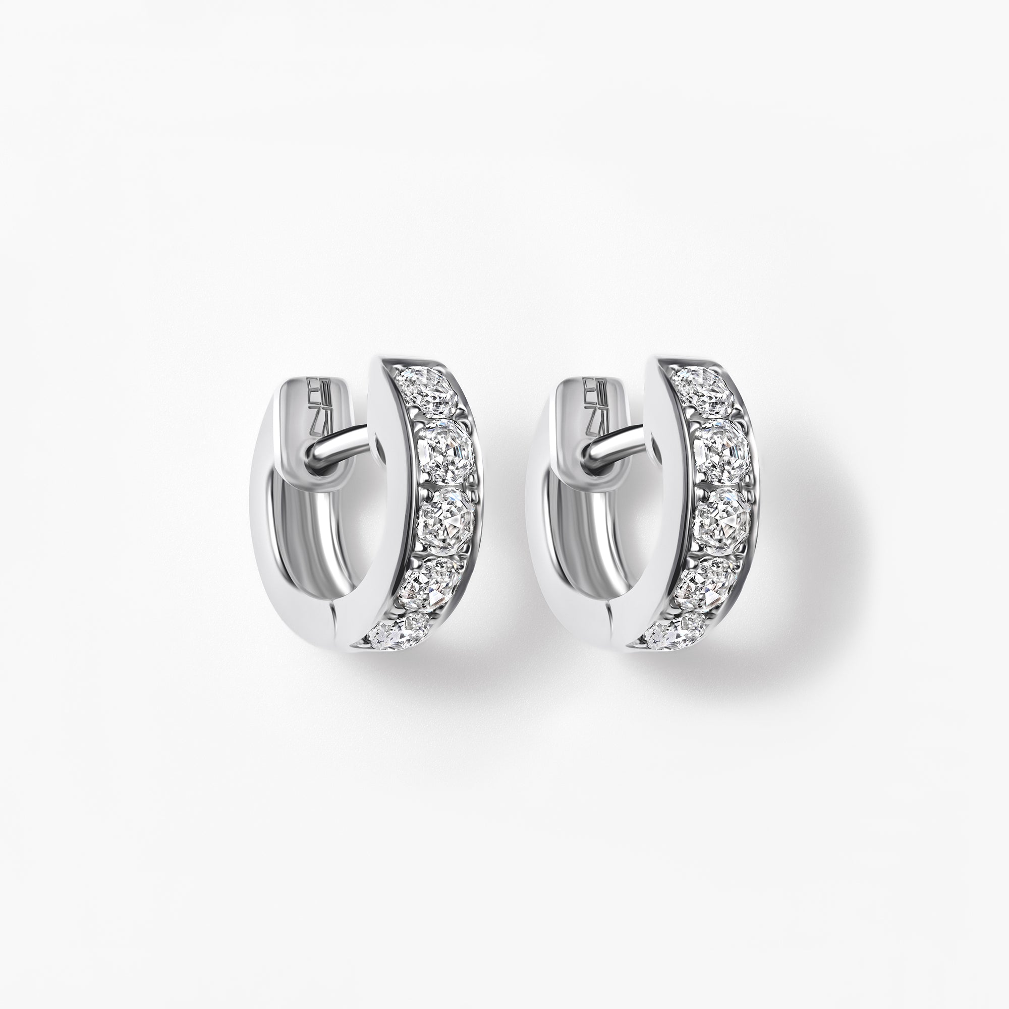 Round Soleil Cut Diamond Channel Set Huggie Earrings