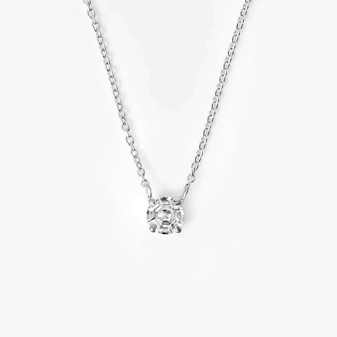 Round Soleil Cut Diamond Solitaire Pendant Necklace