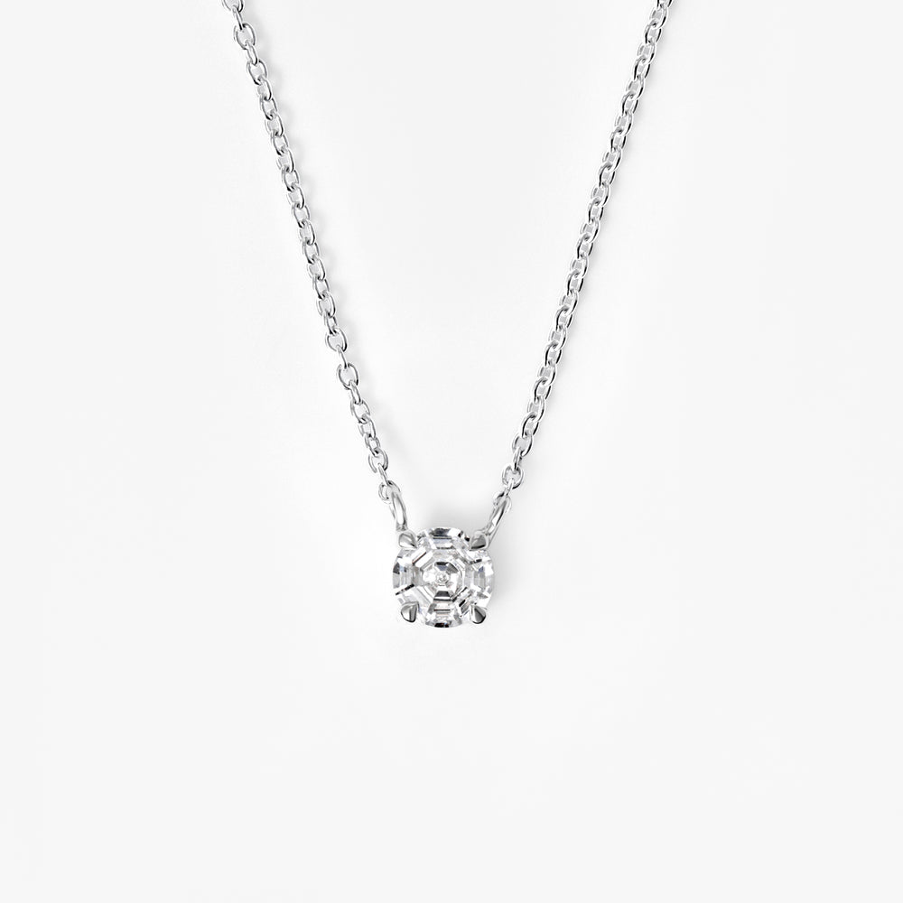 Round Soleil Cut Diamond Solitaire Pendant Necklace