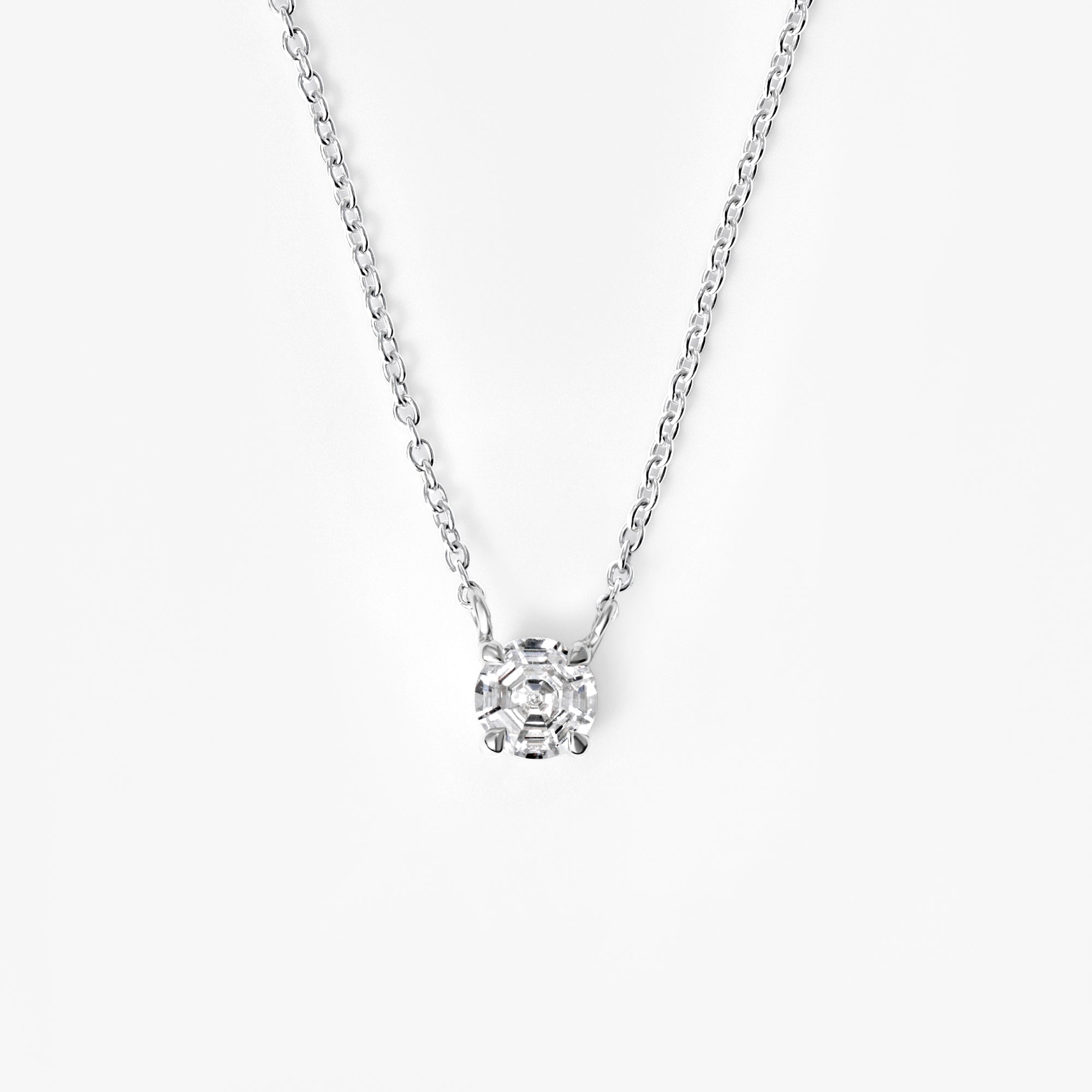 Round Soleil Cut Diamond Solitaire Pendant Necklace