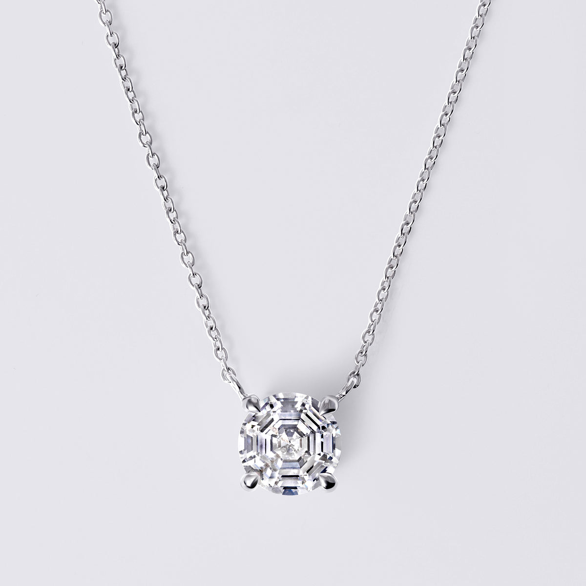 Round Soleil Cut Diamond Solitaire Pendant Necklace