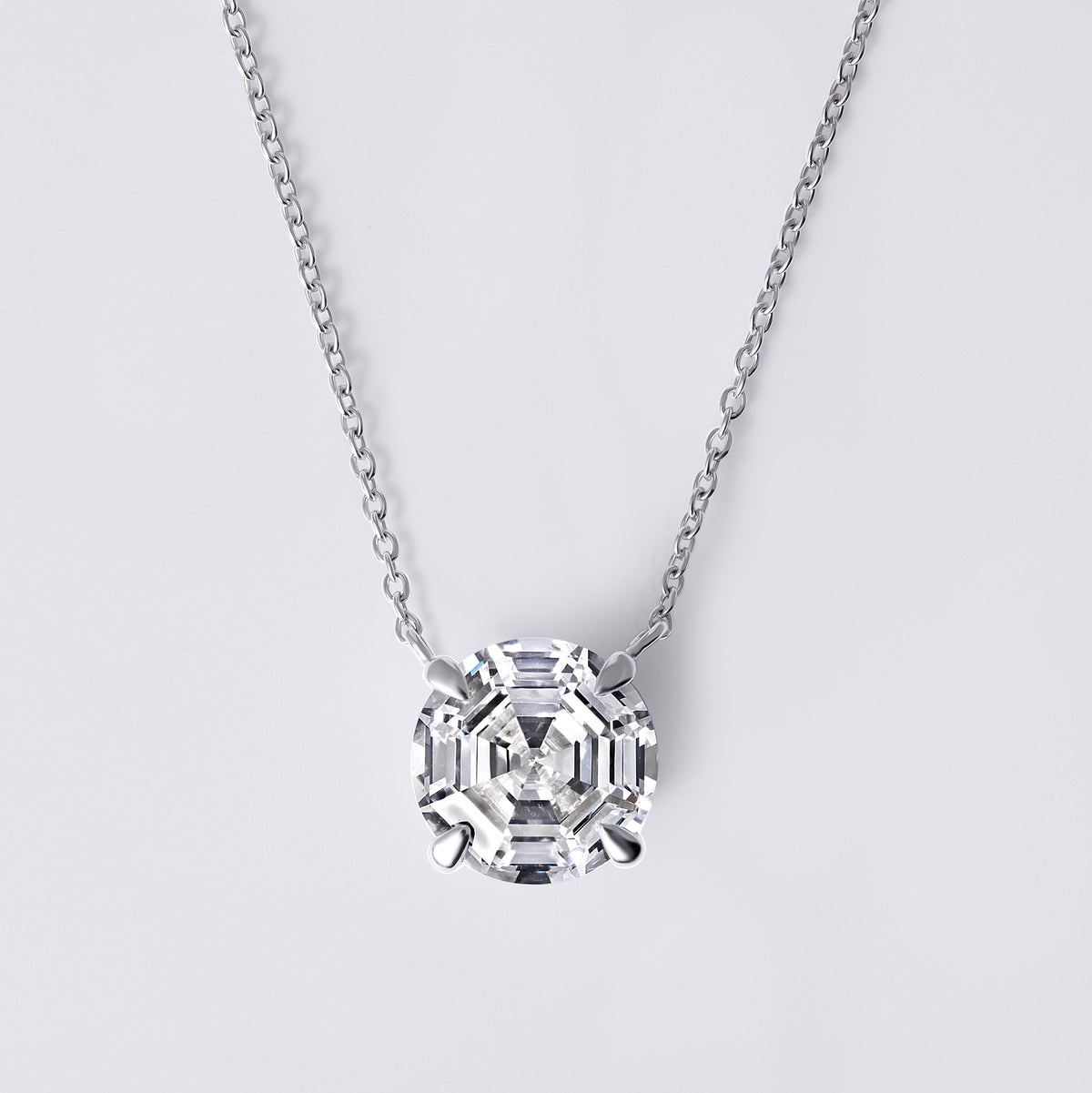 Round Soleil Cut Diamond Solitaire Pendant Necklace