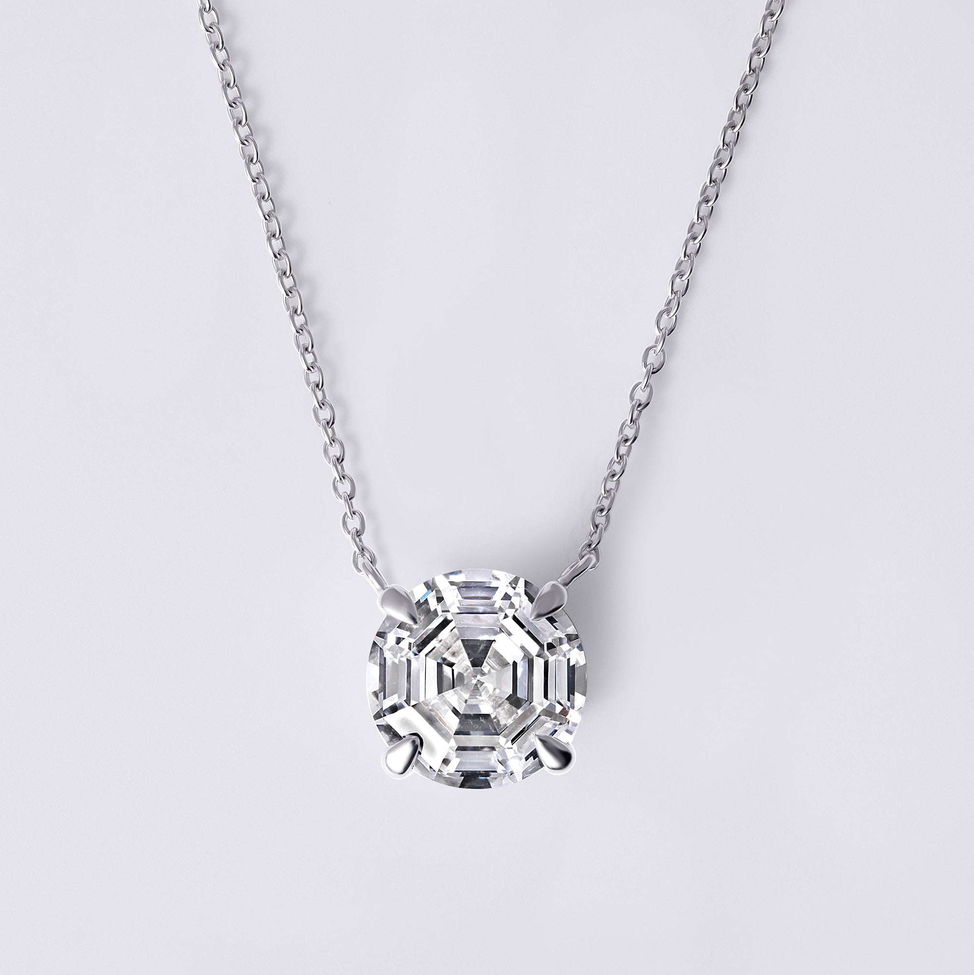 Round Soleil Cut Diamond Solitaire Pendant Necklace
