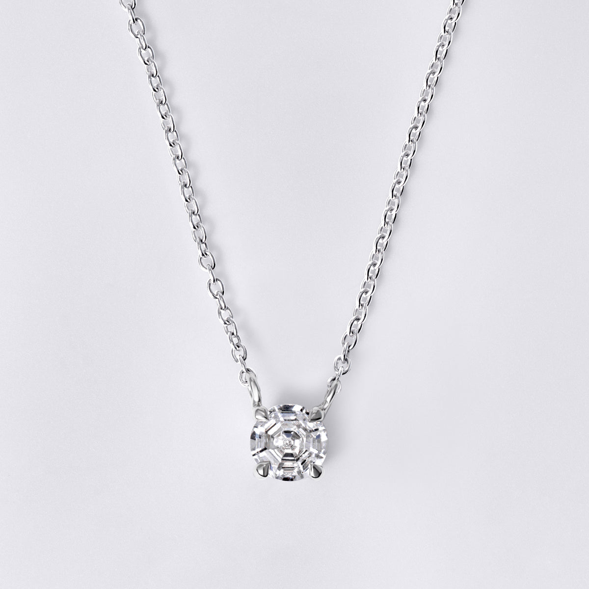 Round Soleil Cut Diamond Solitaire Pendant Necklace
