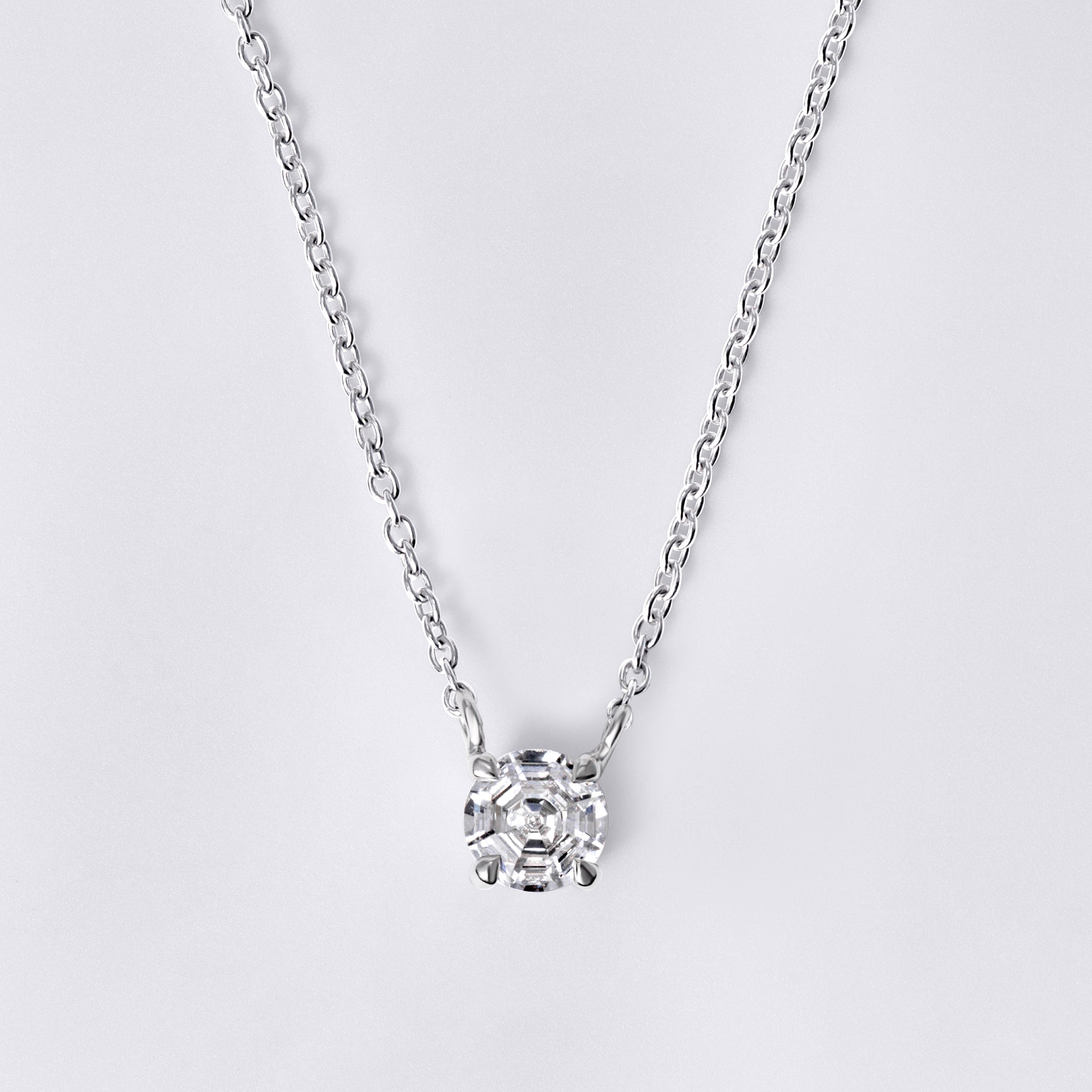 Round Soleil Cut Diamond Solitaire Pendant Necklace