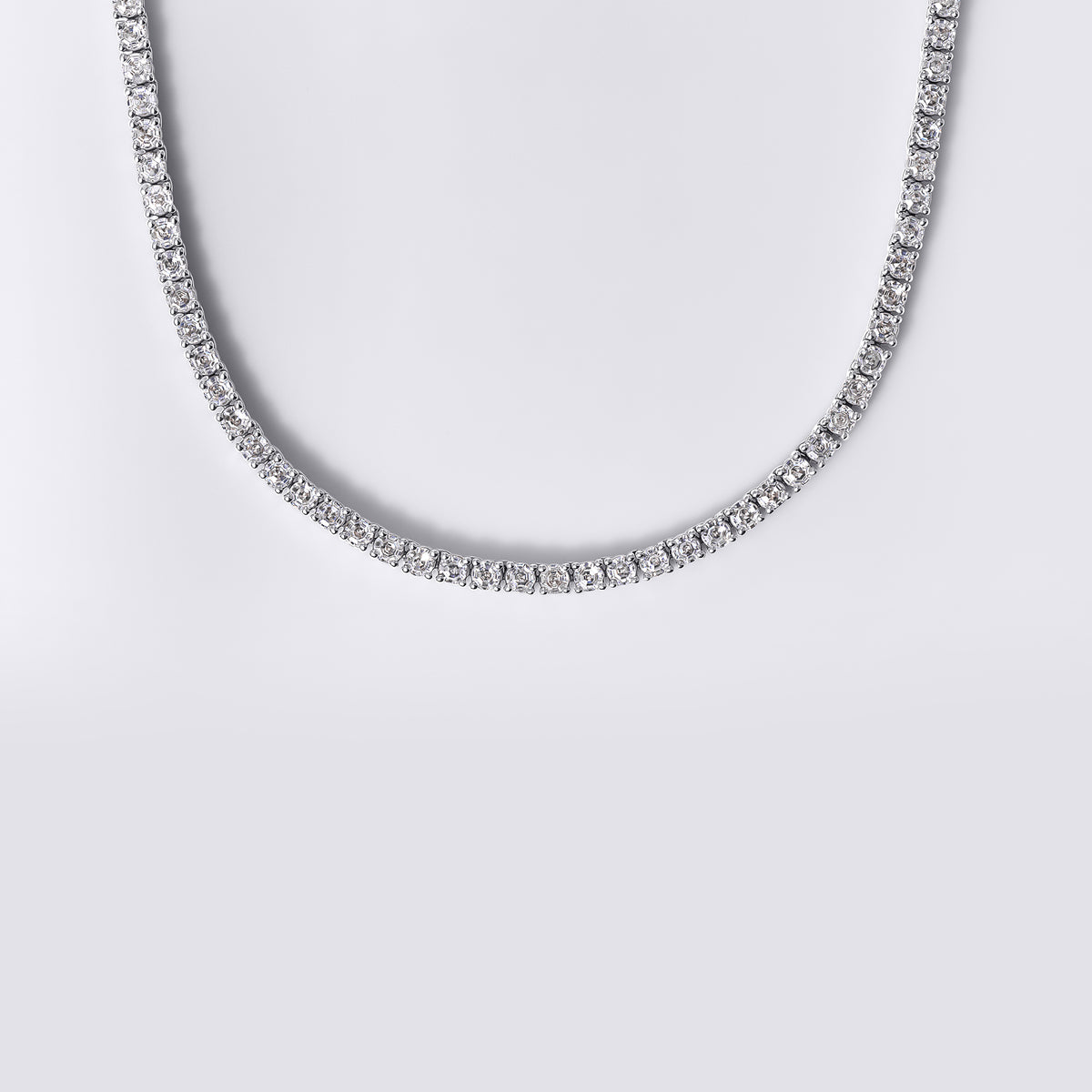 Round Soleil Cut Diamond Round 4 Prong Tennis Necklace