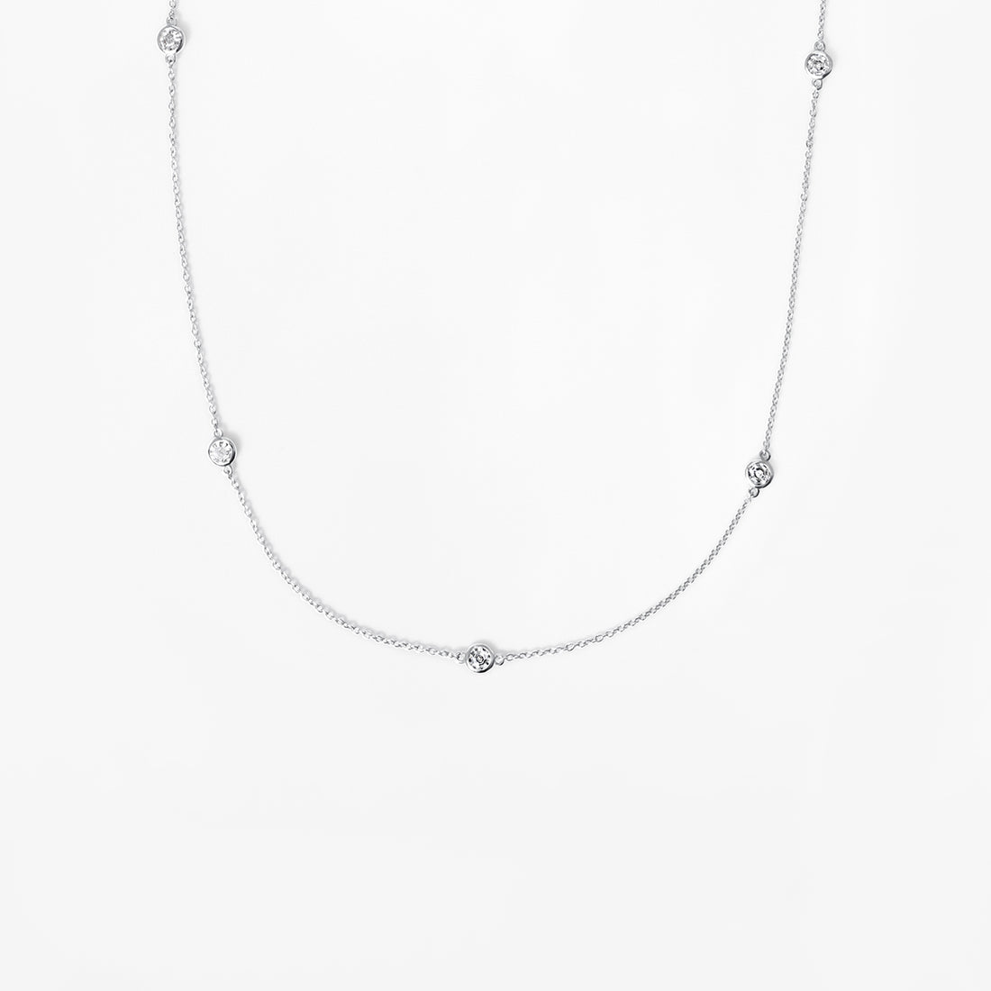 Round Soleil Cut Diamond Short Station Necklace