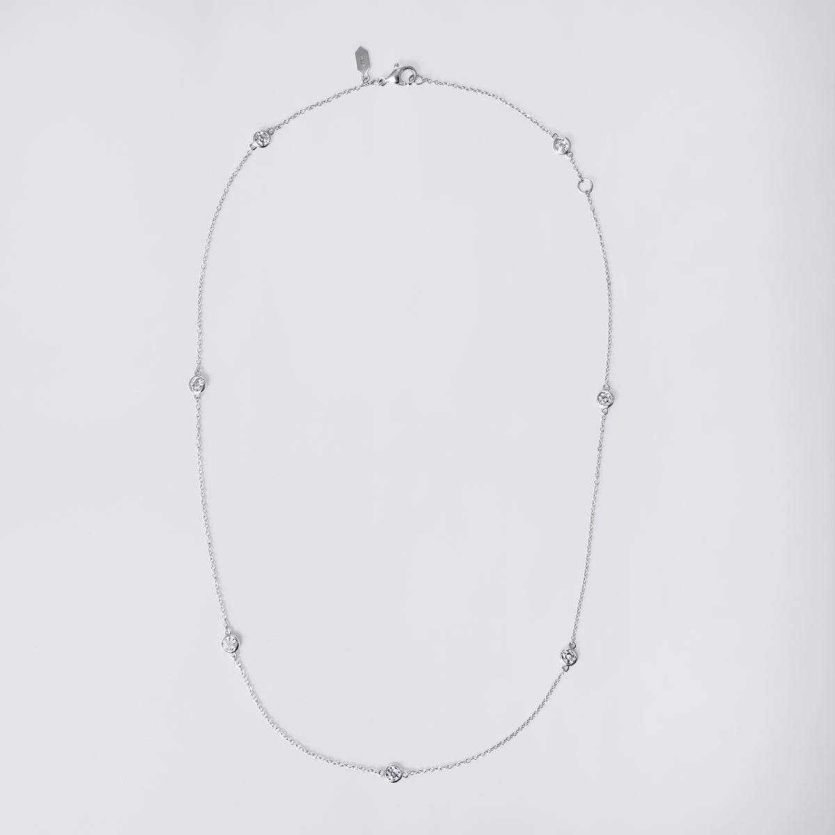 Round Soleil Cut Diamond Short Station Bezel Set Necklace