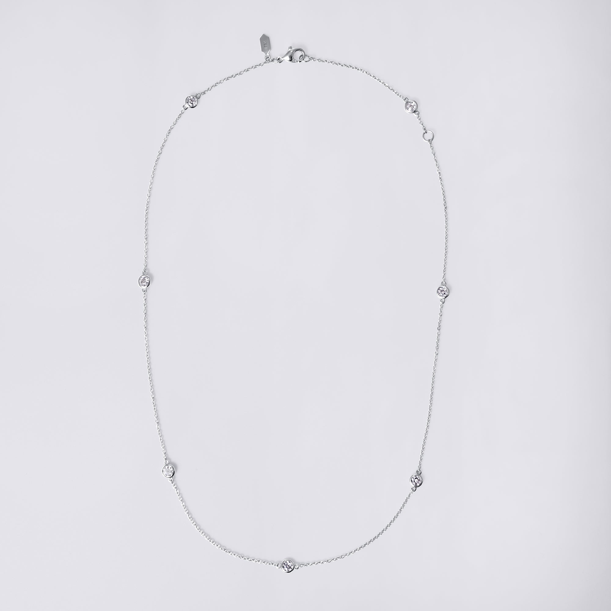 Round Soleil Cut Diamond Short Station Bezel Set Necklace