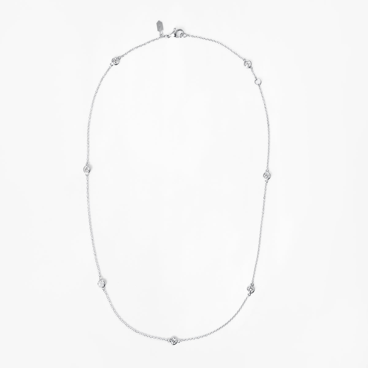 Round Soleil Cut Diamond Short Station Bezel Set Necklace