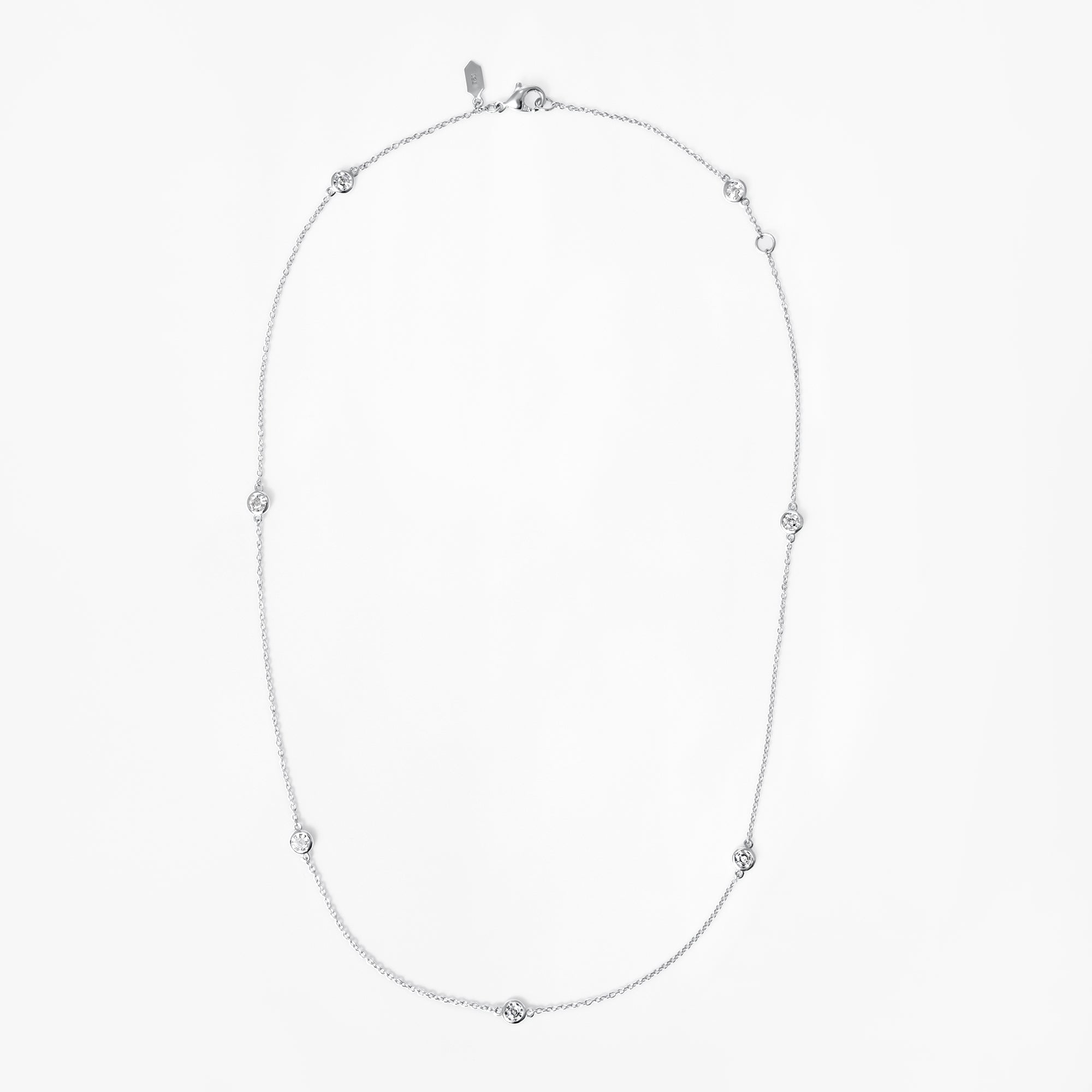 Round Soleil Cut Diamond Short Station Bezel Set Necklace