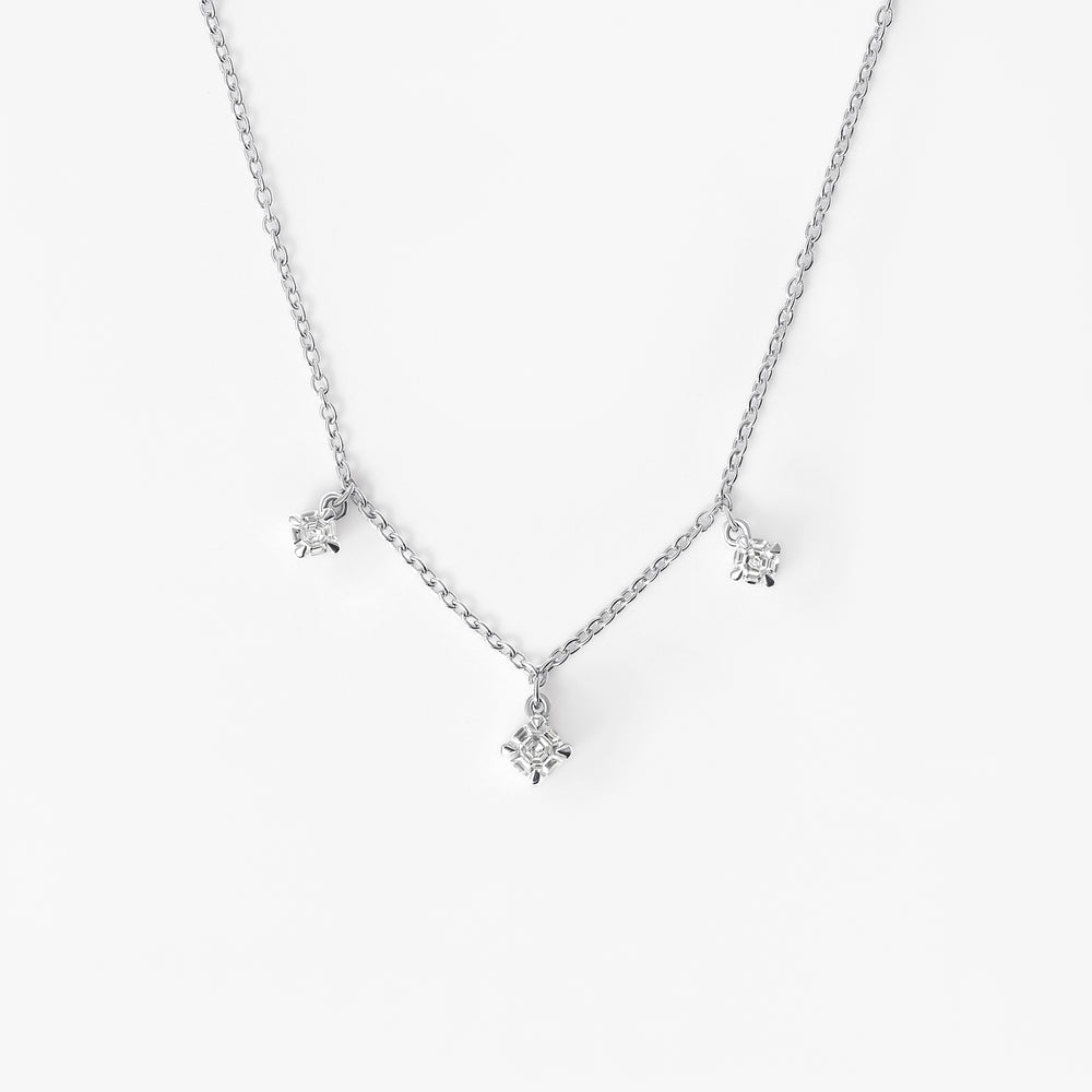 Round Soleil Cut Diamond Triple Charm Necklace