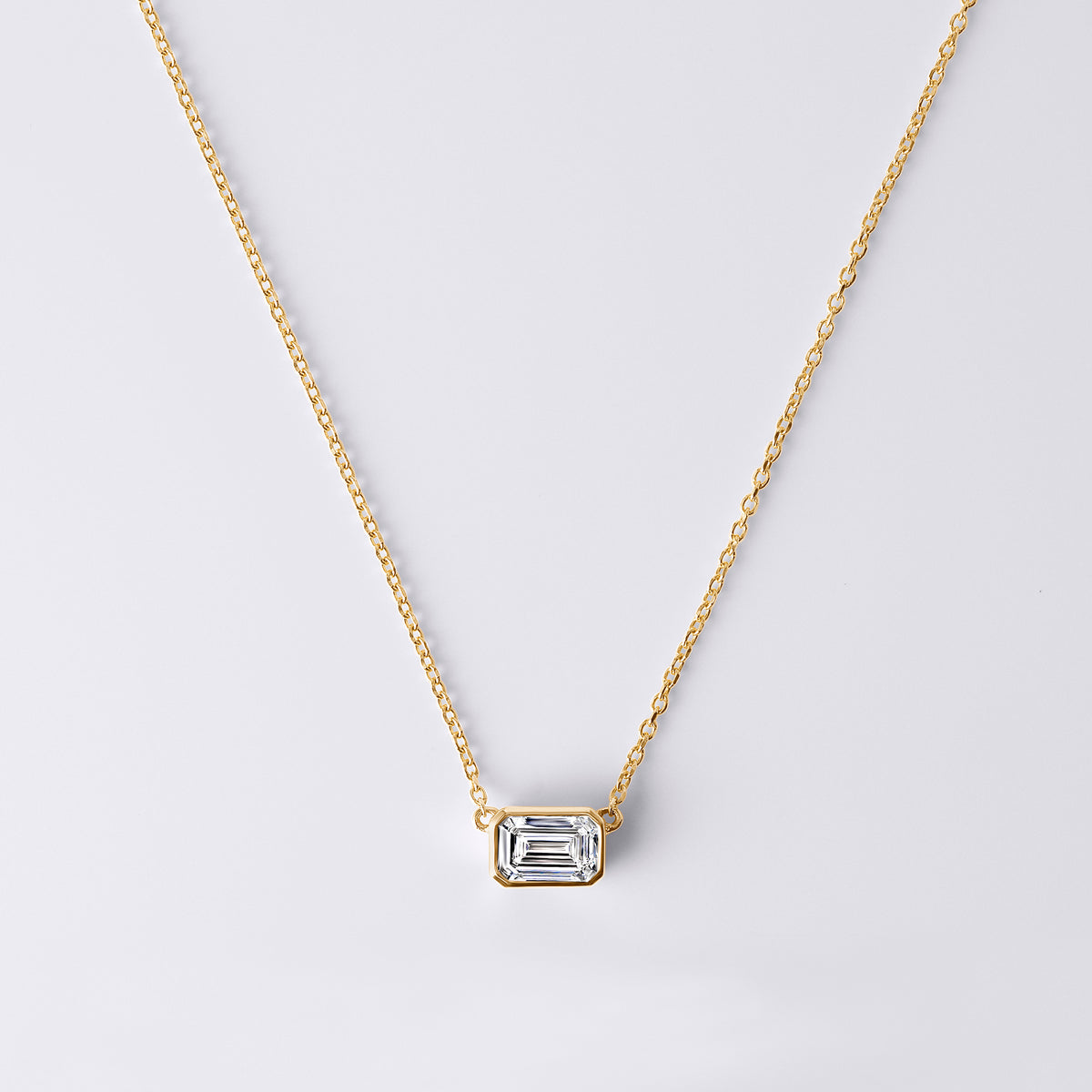 East/West Soleil Cut Emerald Bezel Pendant (1 2/5ctw), Yellow Gold