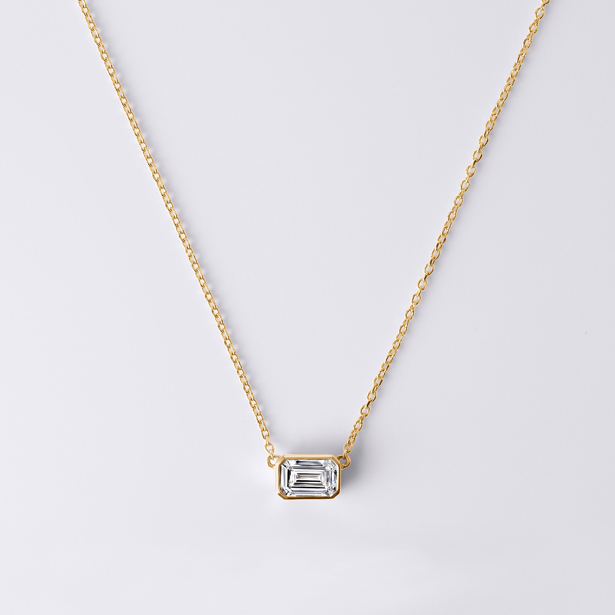 East/West Soleil Cut Emerald Bezel Pendant (1 2/5ctw), Yellow Gold