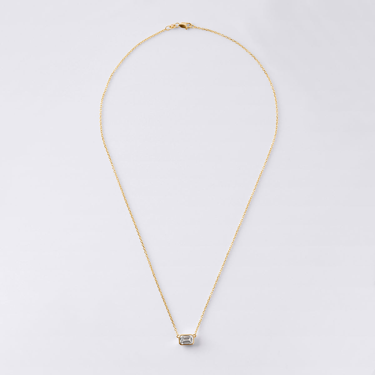 East/West Soleil Cut Emerald Bezel Pendant (1 2/5ctw), Yellow Gold