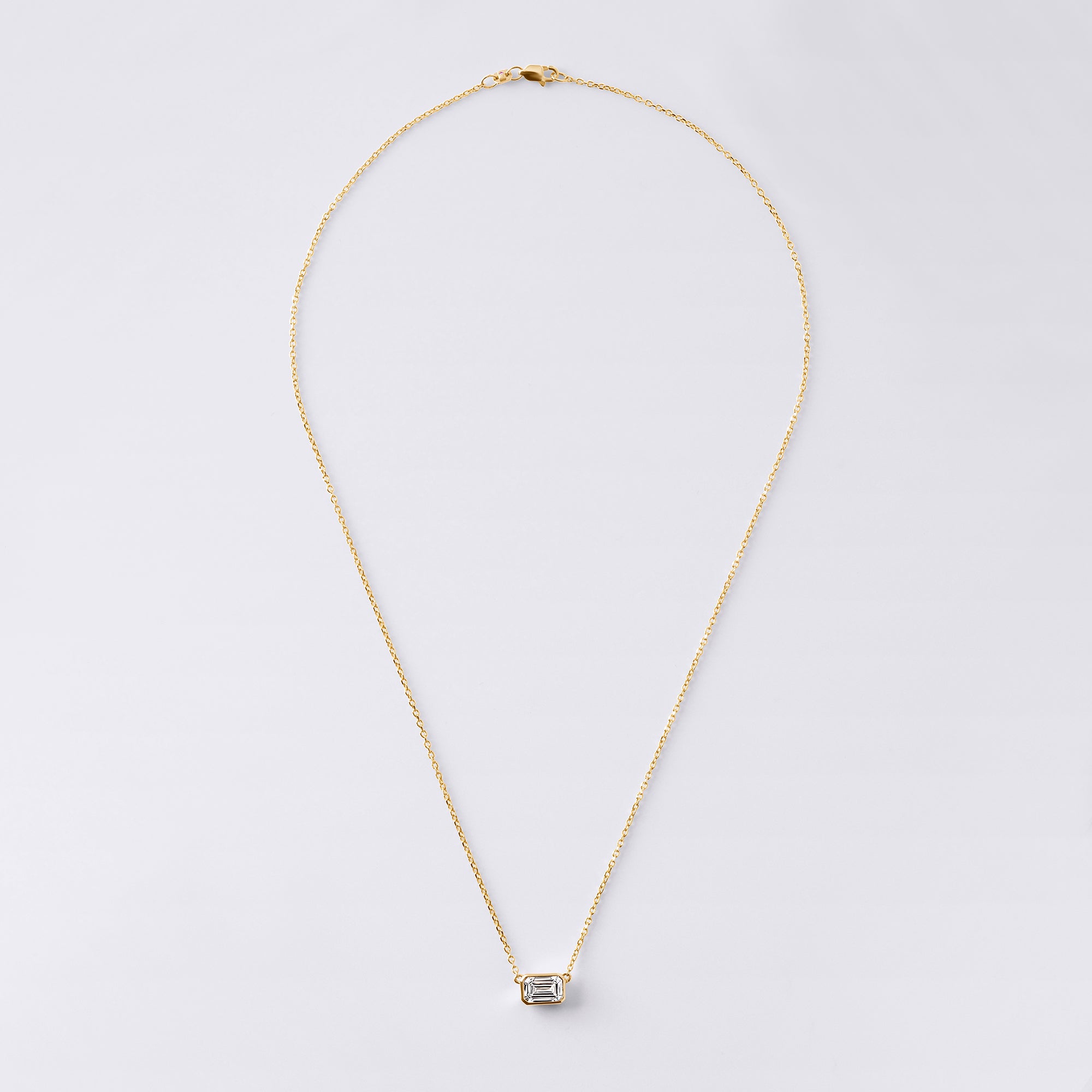 East/West Soleil Cut Emerald Bezel Pendant (1 2/5ctw), Yellow Gold