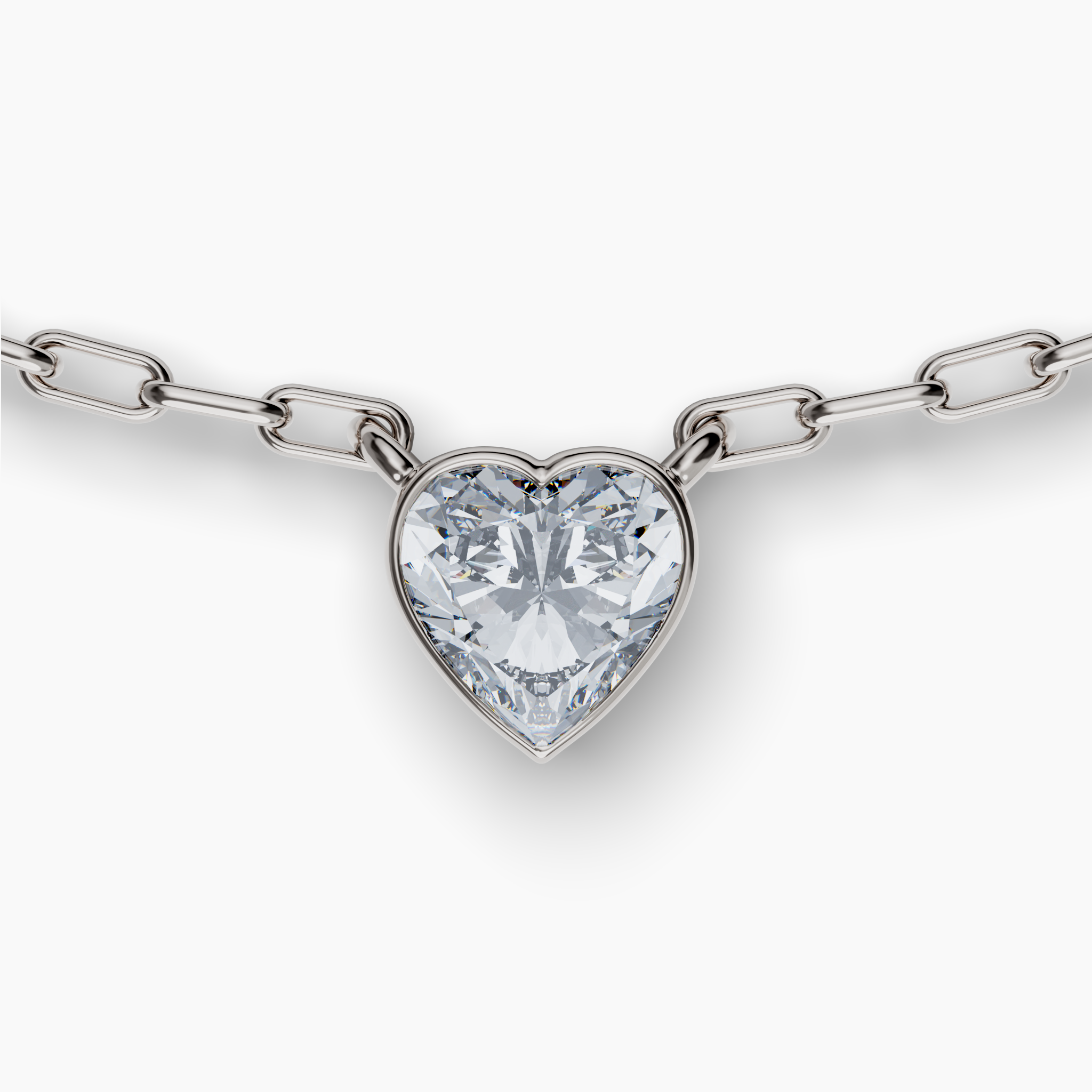 Bezel Set Heart Lab Diamond Necklace, Sterling Silver