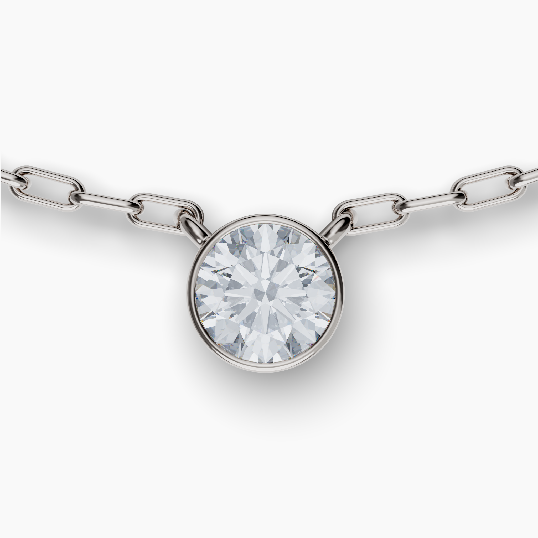 Bezel Set Round Lab Diamond Necklace, Sterling Silver