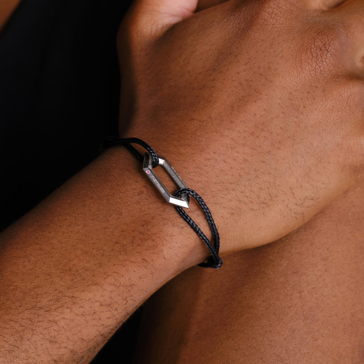 Legacy Link White Rhodium Titanium Cord Bracelet