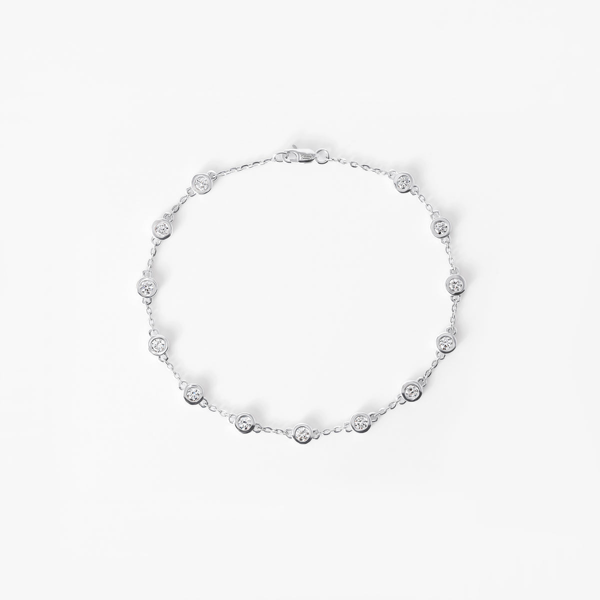 Round Diamond Station Bezel Bracelet
