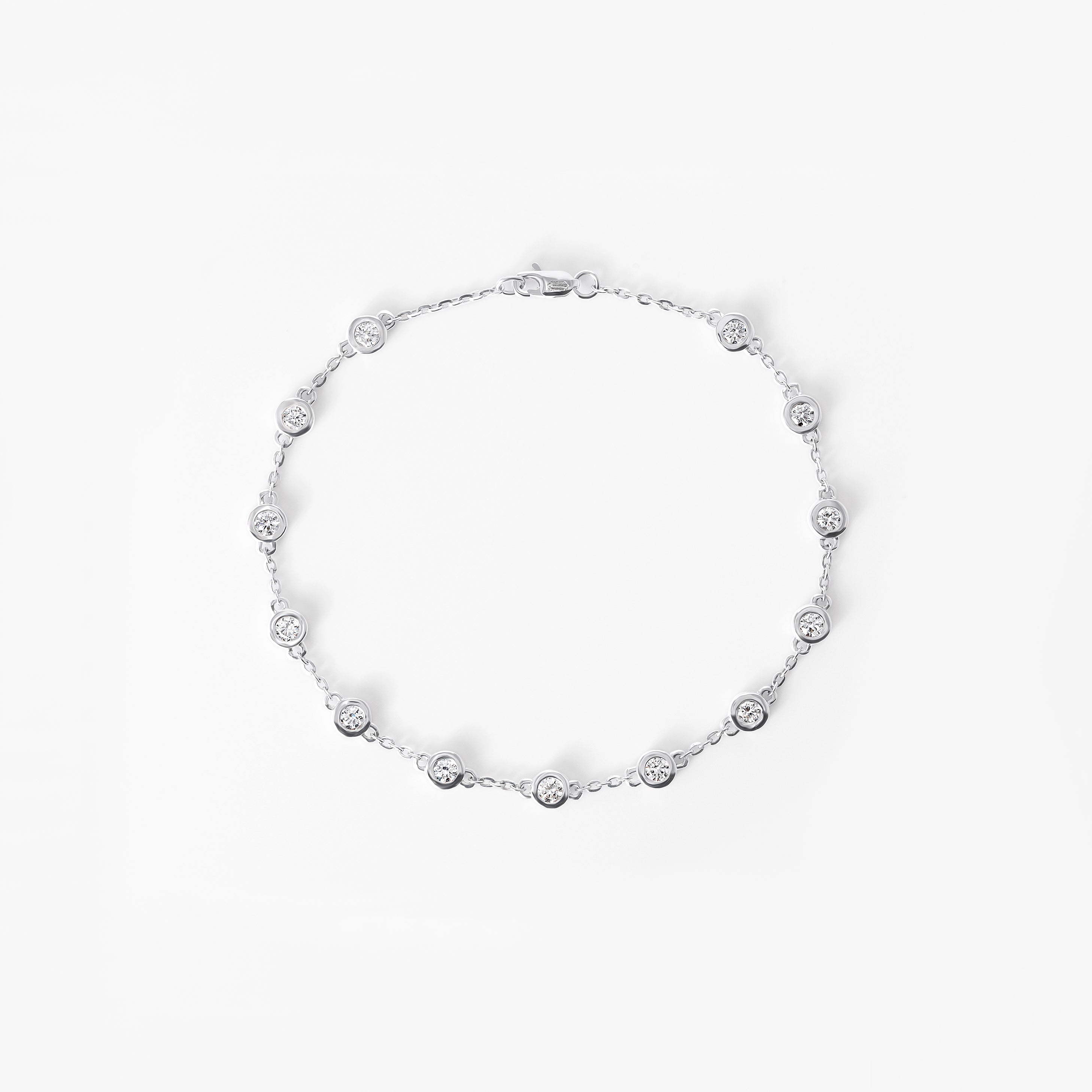 Round Diamond Station Bezel Bracelet