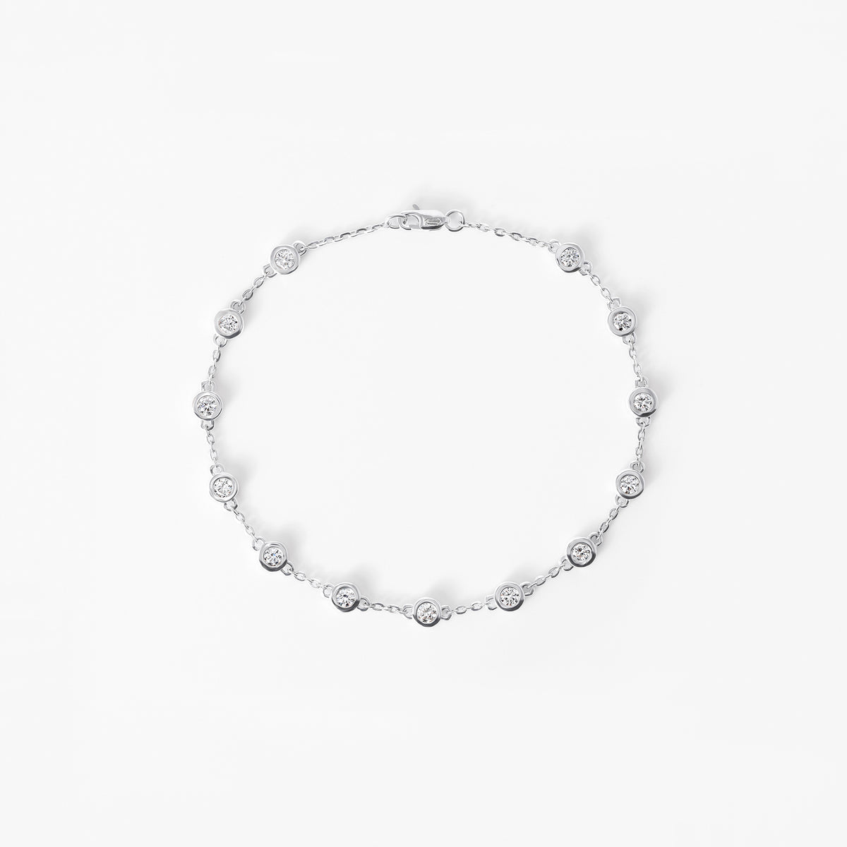 Round Diamond Station Bezel Bracelet