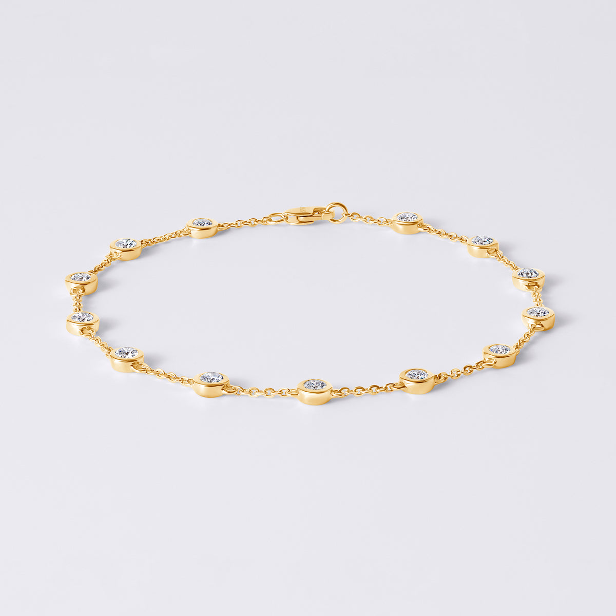 Round Station Bezel Bracelet, Yellow Gold