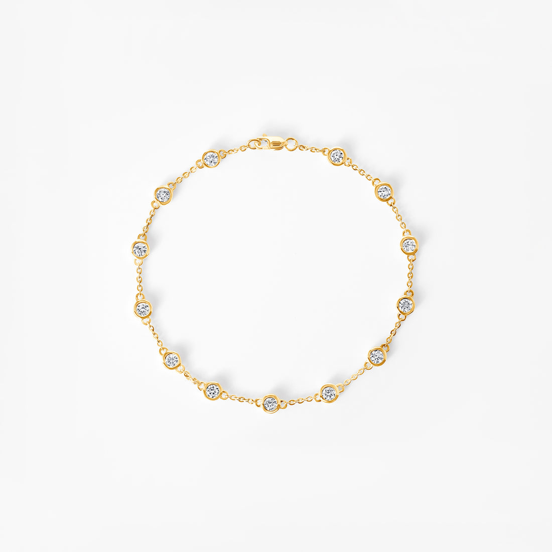 Round Diamond Bezel Station Bracelet
