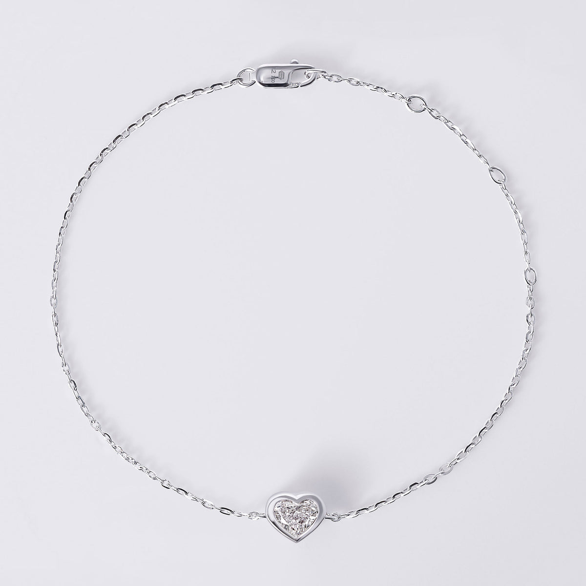 Heart Bezel Set Bracelet, White Gold
