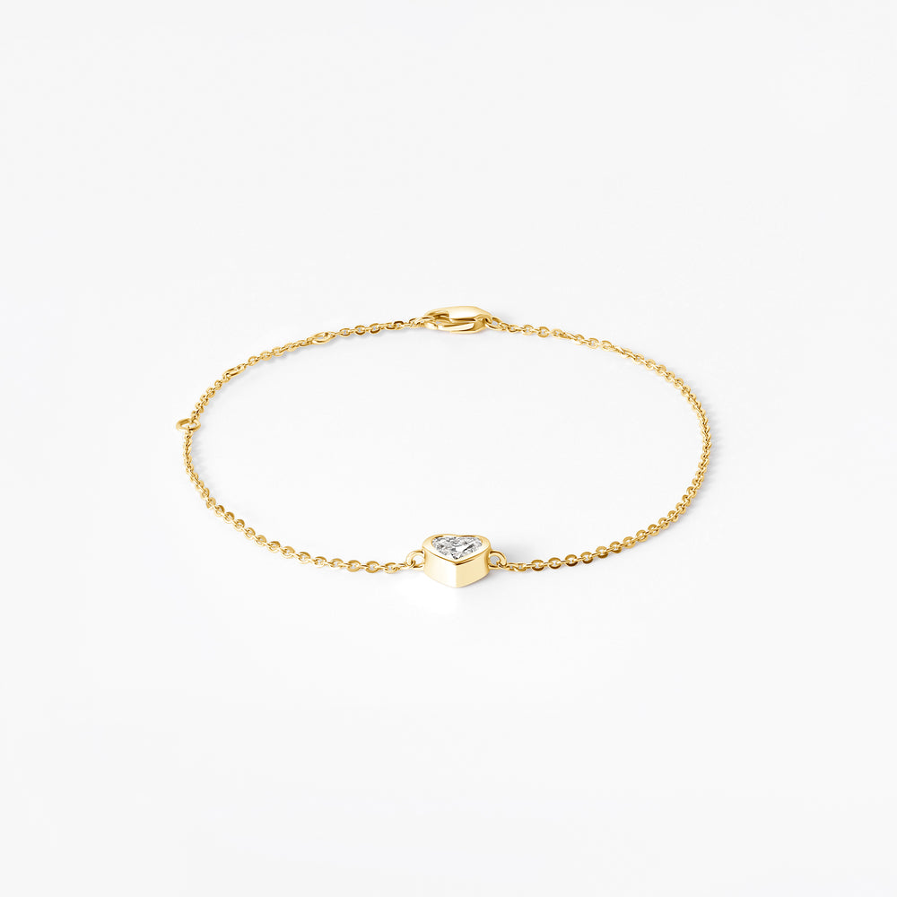Heart Diamond Bezel Solitaire Bracelet