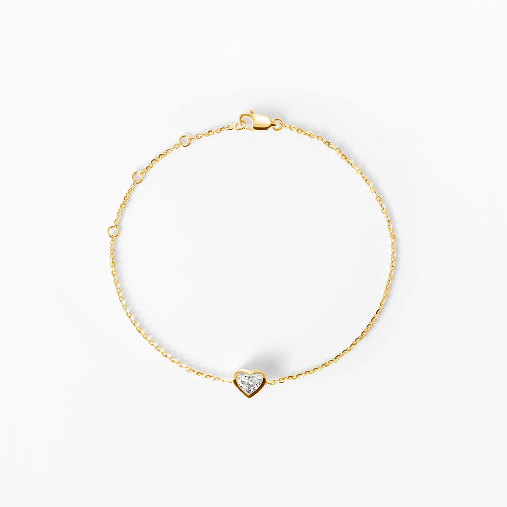 Heart Diamond Bezel Solitaire Bracelet