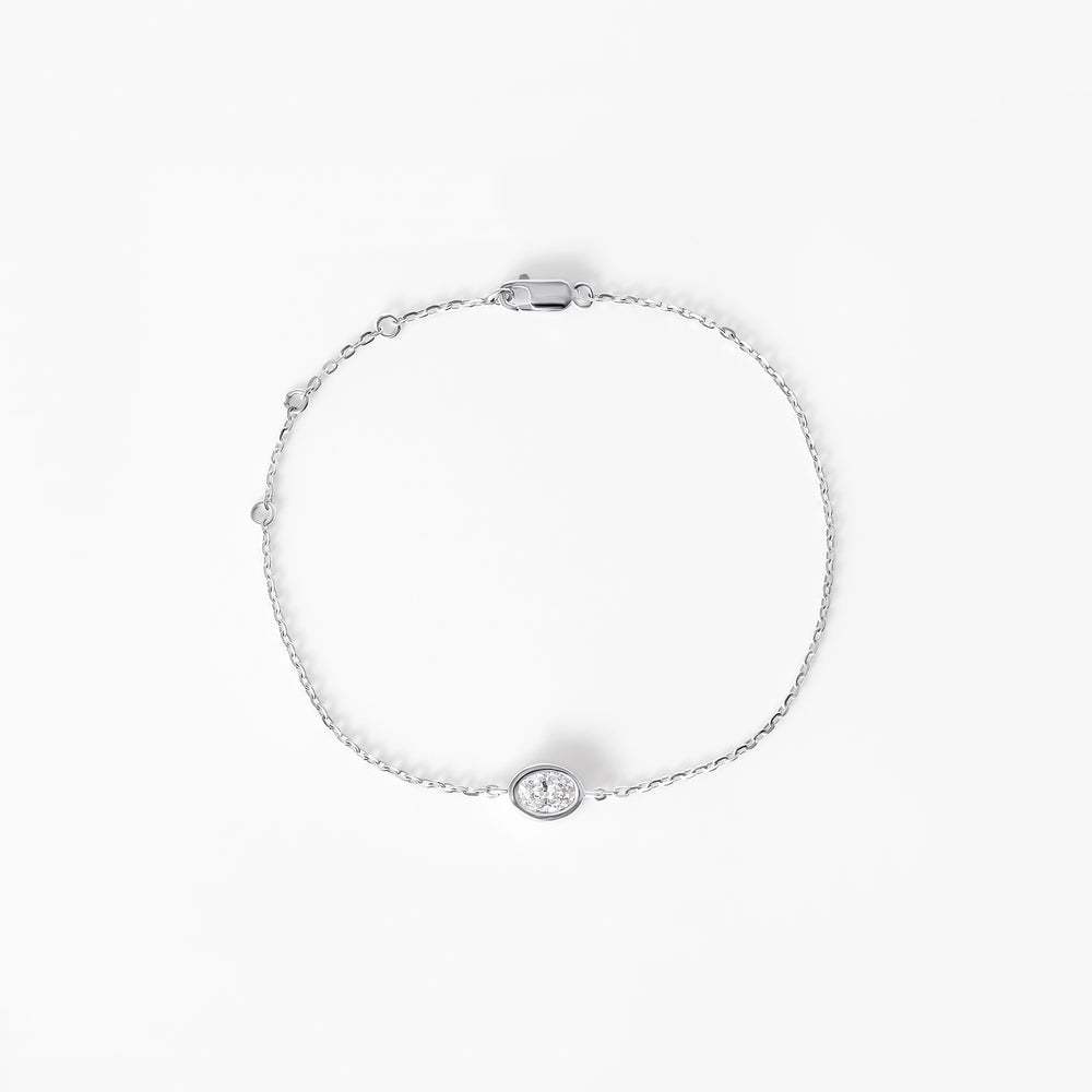 Oval Diamond Bezel Solitaire Bracelet