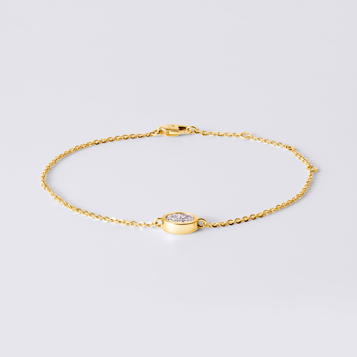 Oval Bezel Set Bracelet, Yellow Gold