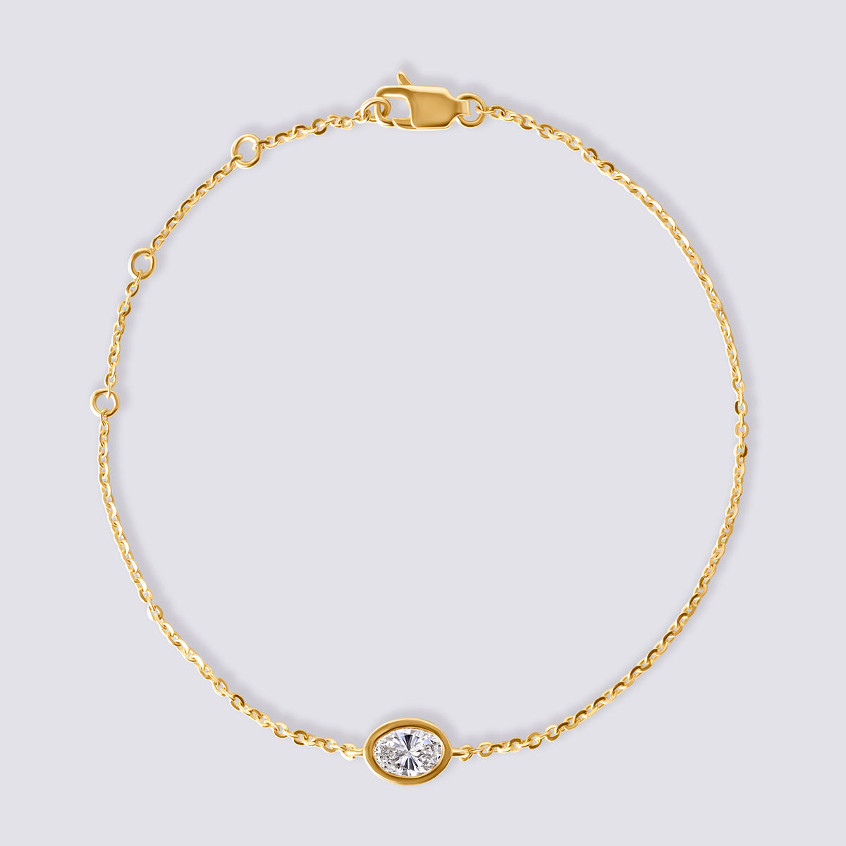 Oval Bezel Set Bracelet, Yellow Gold