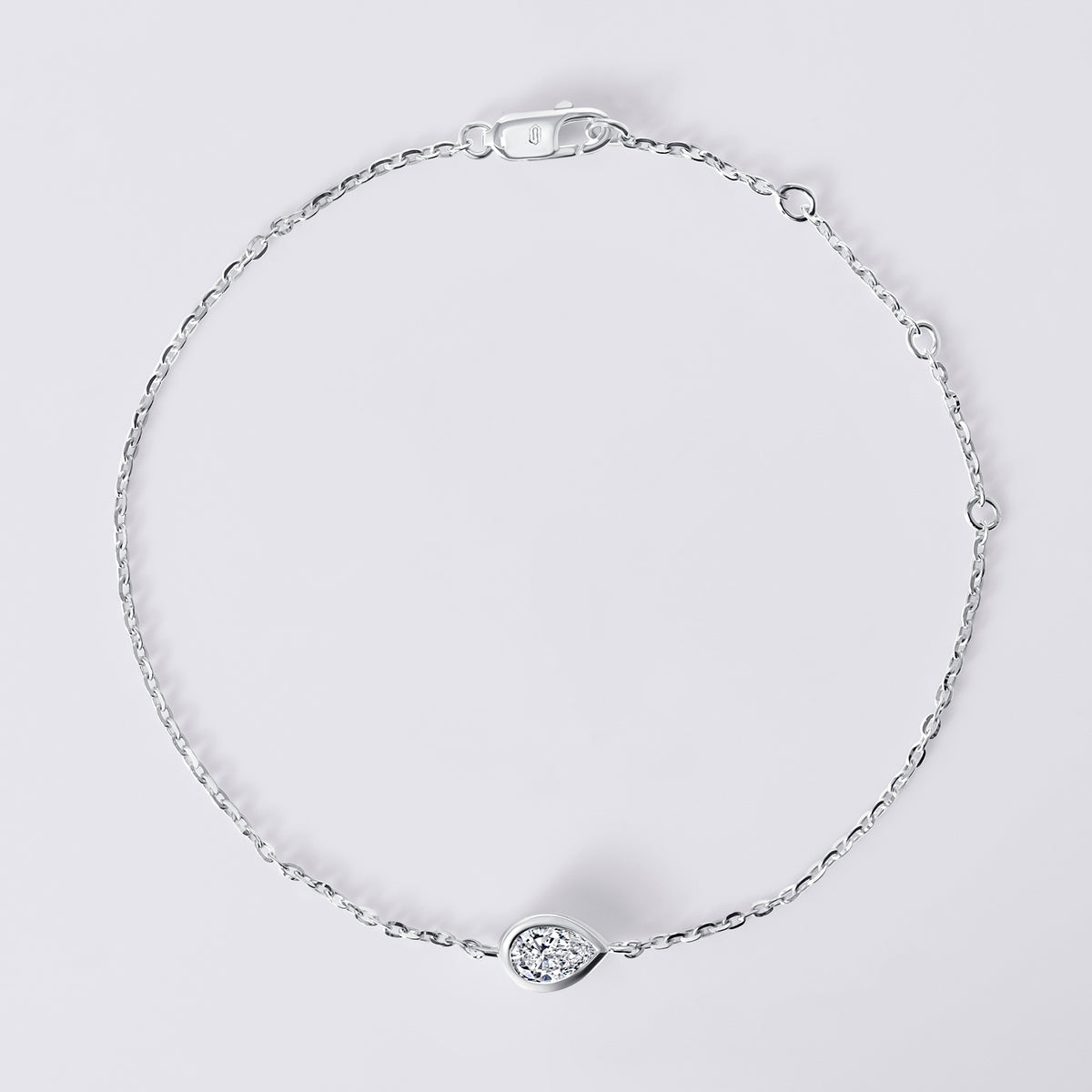 Pear Bezel Set Bracelet, White Gold