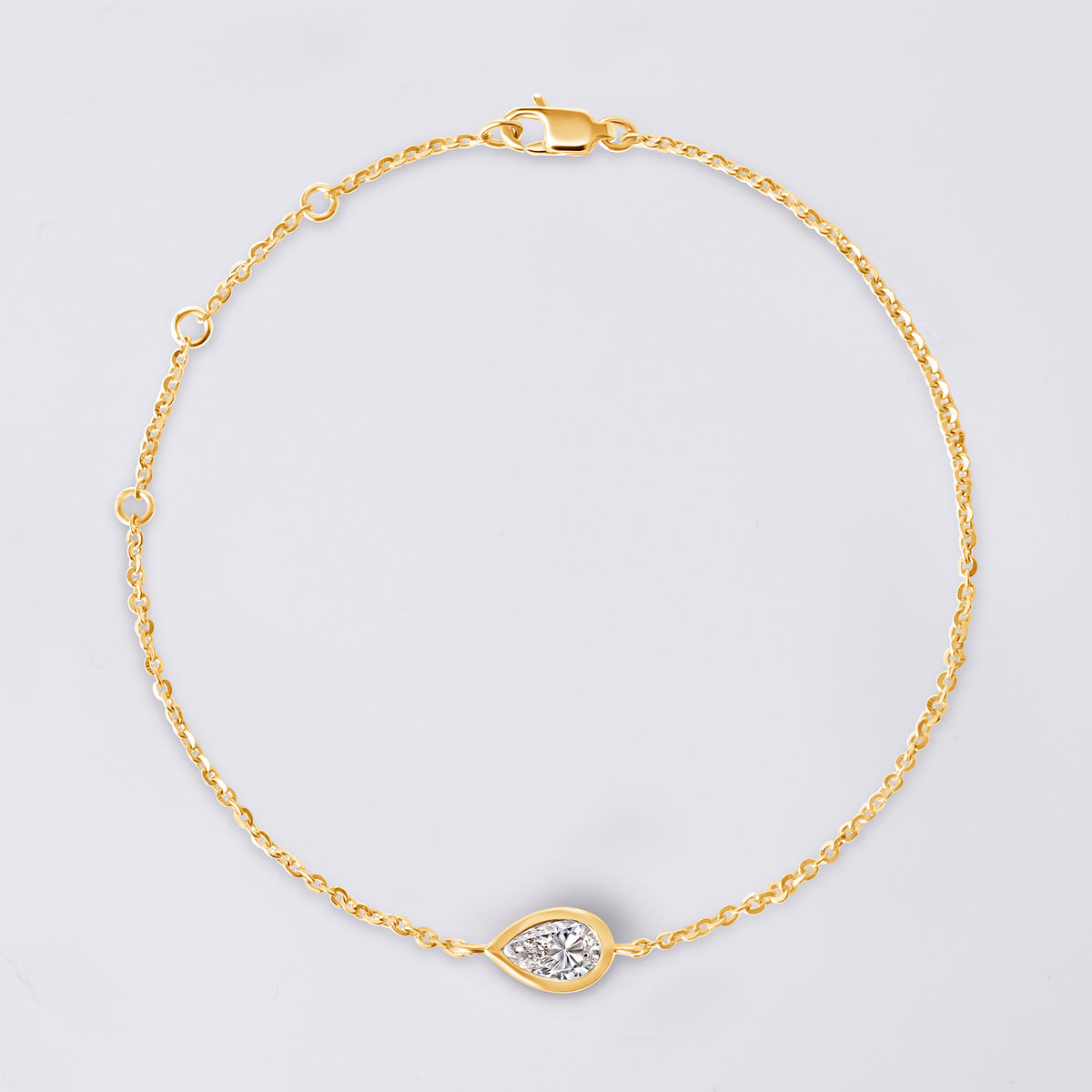 Pear Bezel Set Bracelet, Yellow Gold