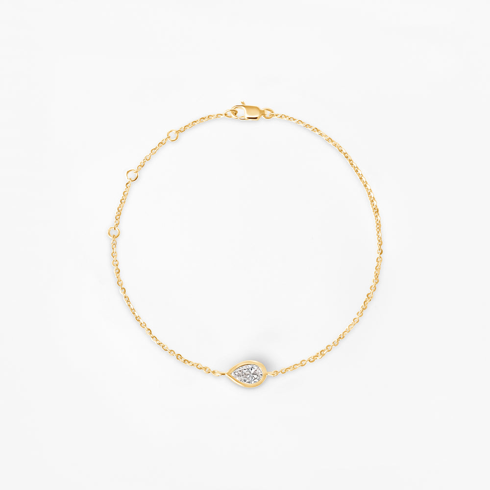 Pear Diamond Bezel Solitaire Bracelet