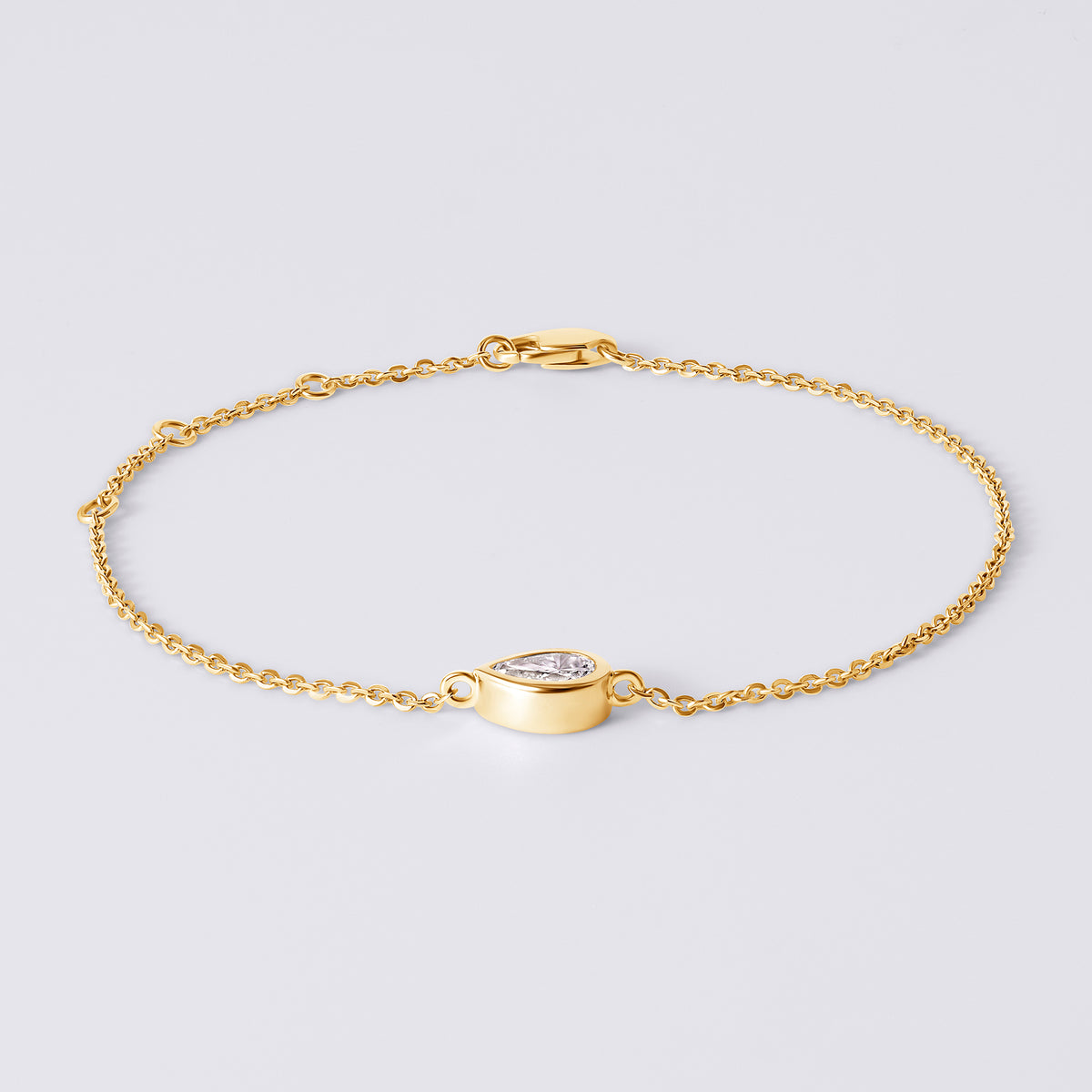 Pear Bezel Set Bracelet, Yellow Gold