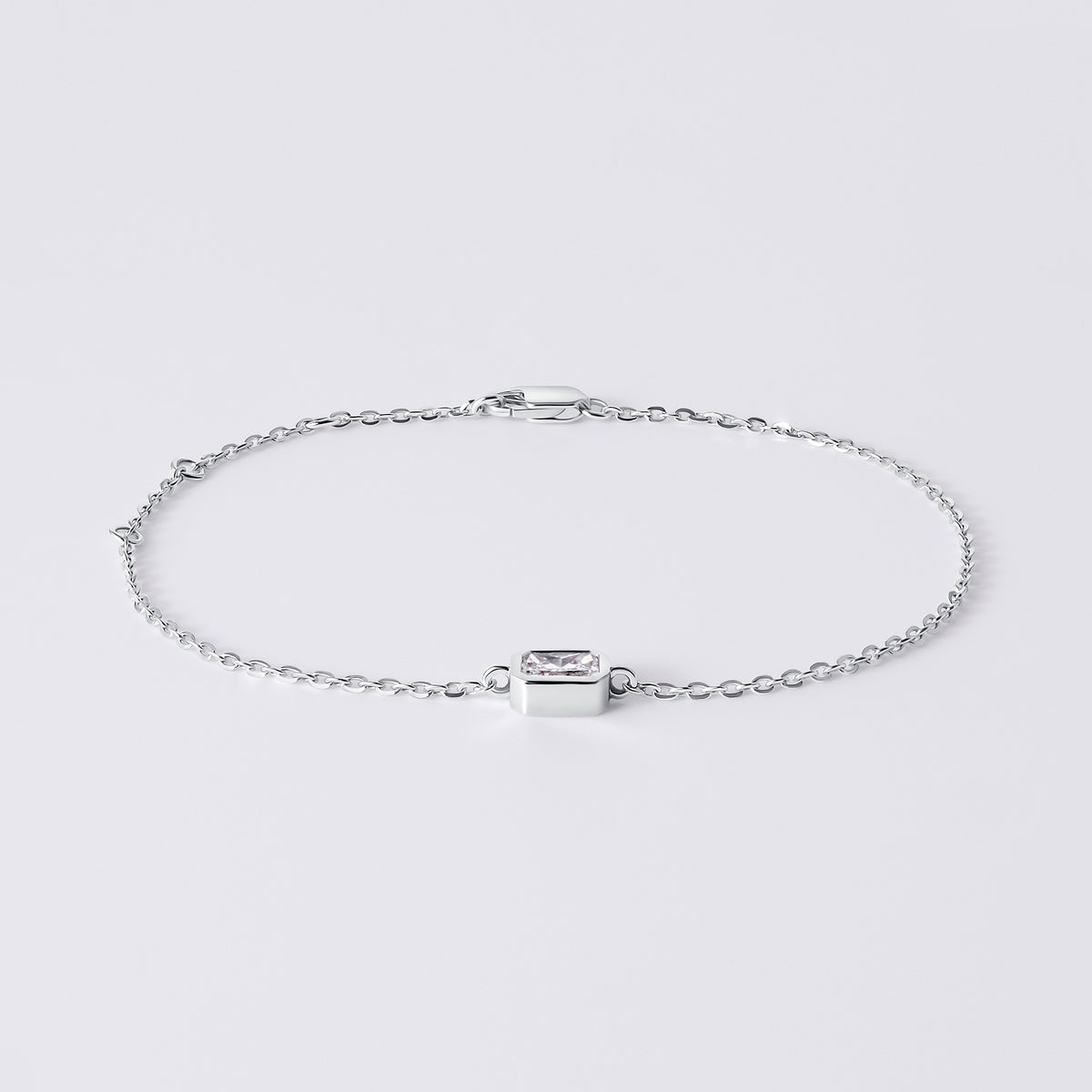 Radiant Bezel Set Bracelet, White Gold