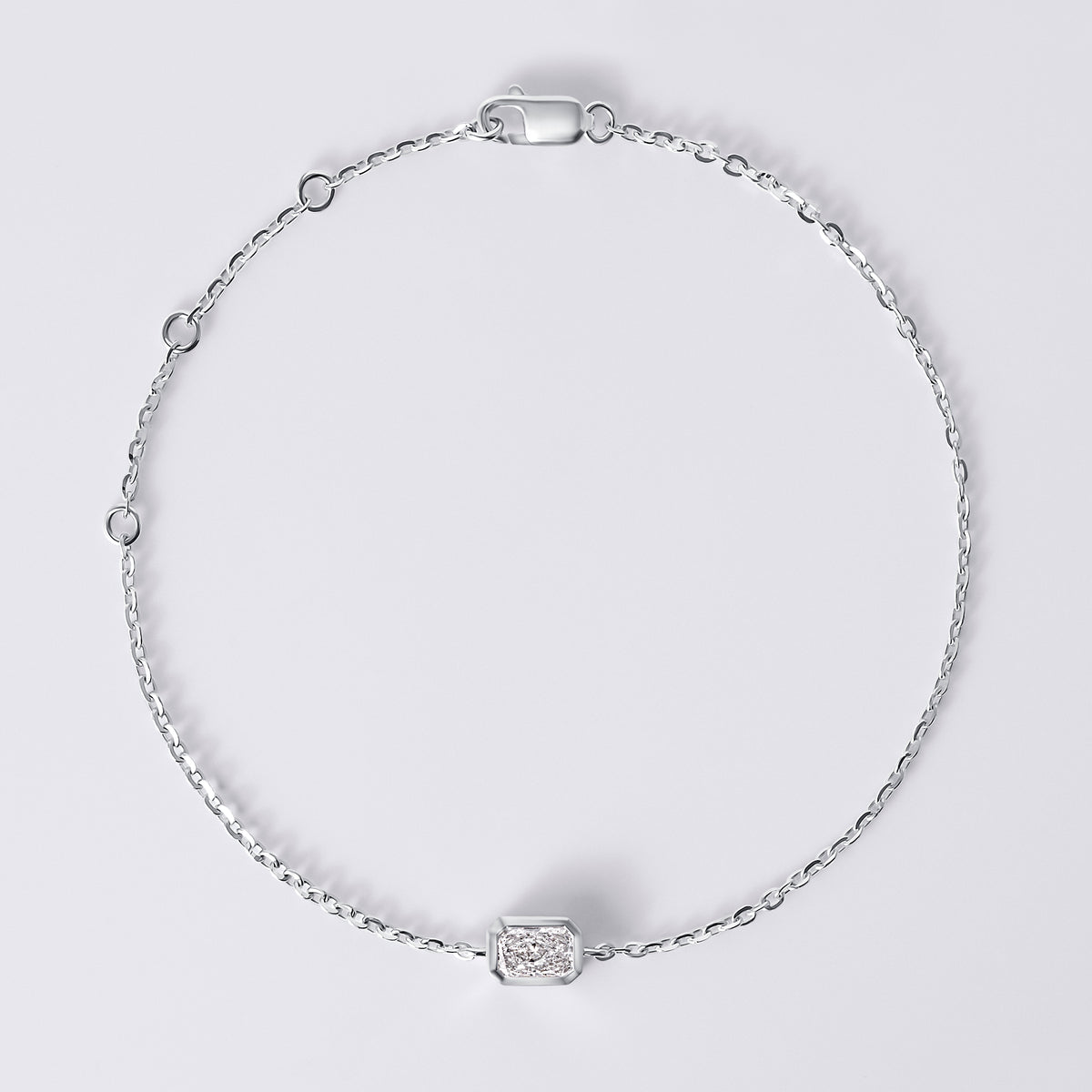 Radiant Bezel Set Bracelet, White Gold